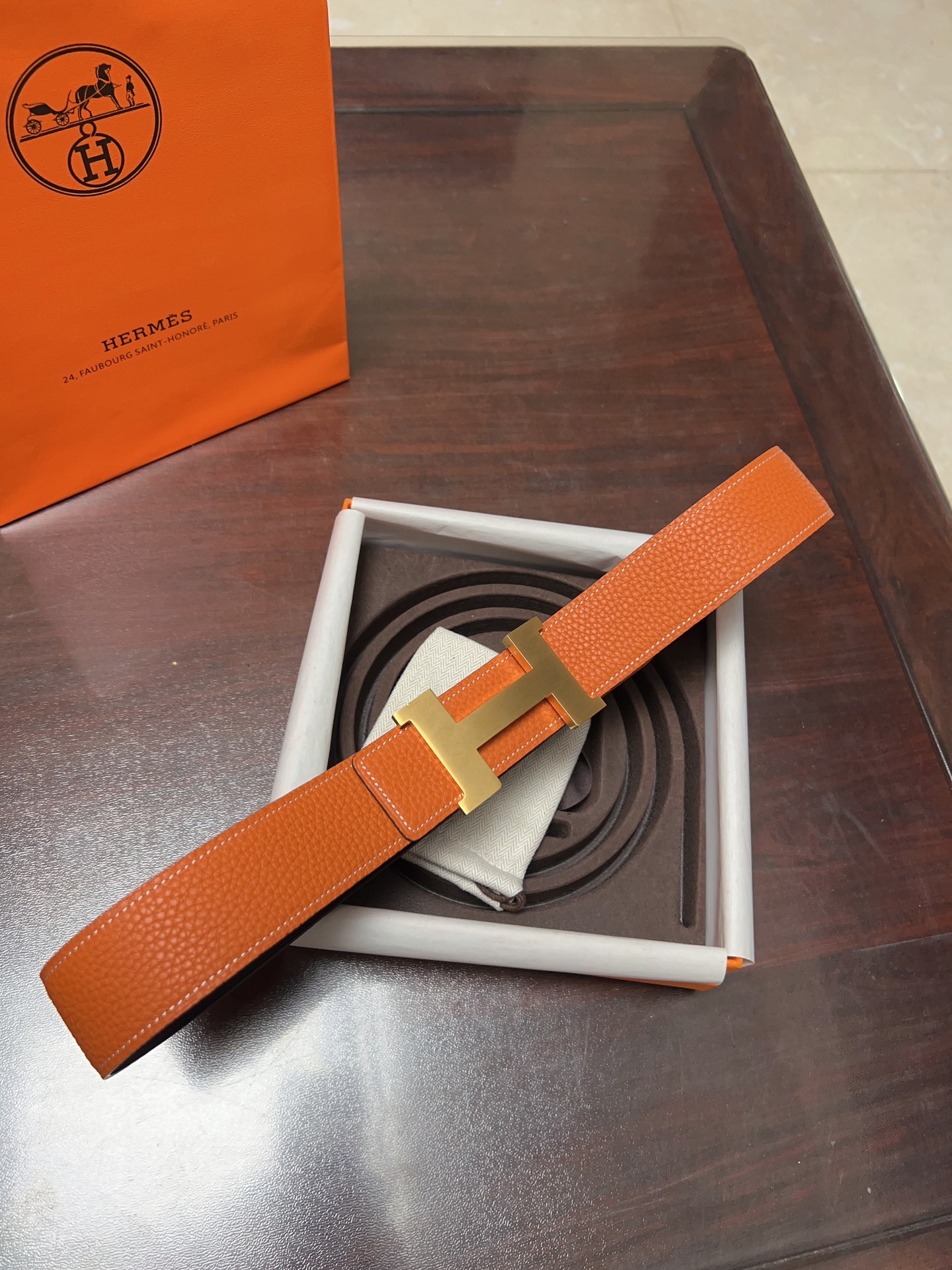 Hermès Basic Belt Cow Leather Gold 38mm-s-m