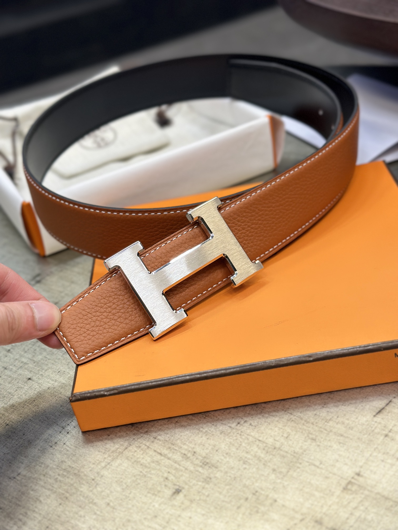 Hermès Male Basic Belt 38mm-s-m