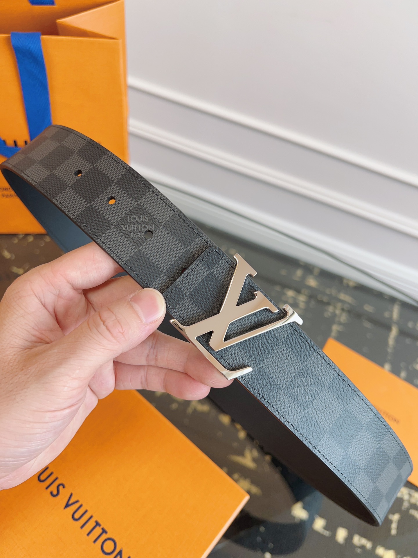 Louis Vuitton Male Basic Belt Cow Leather Black S-m-l