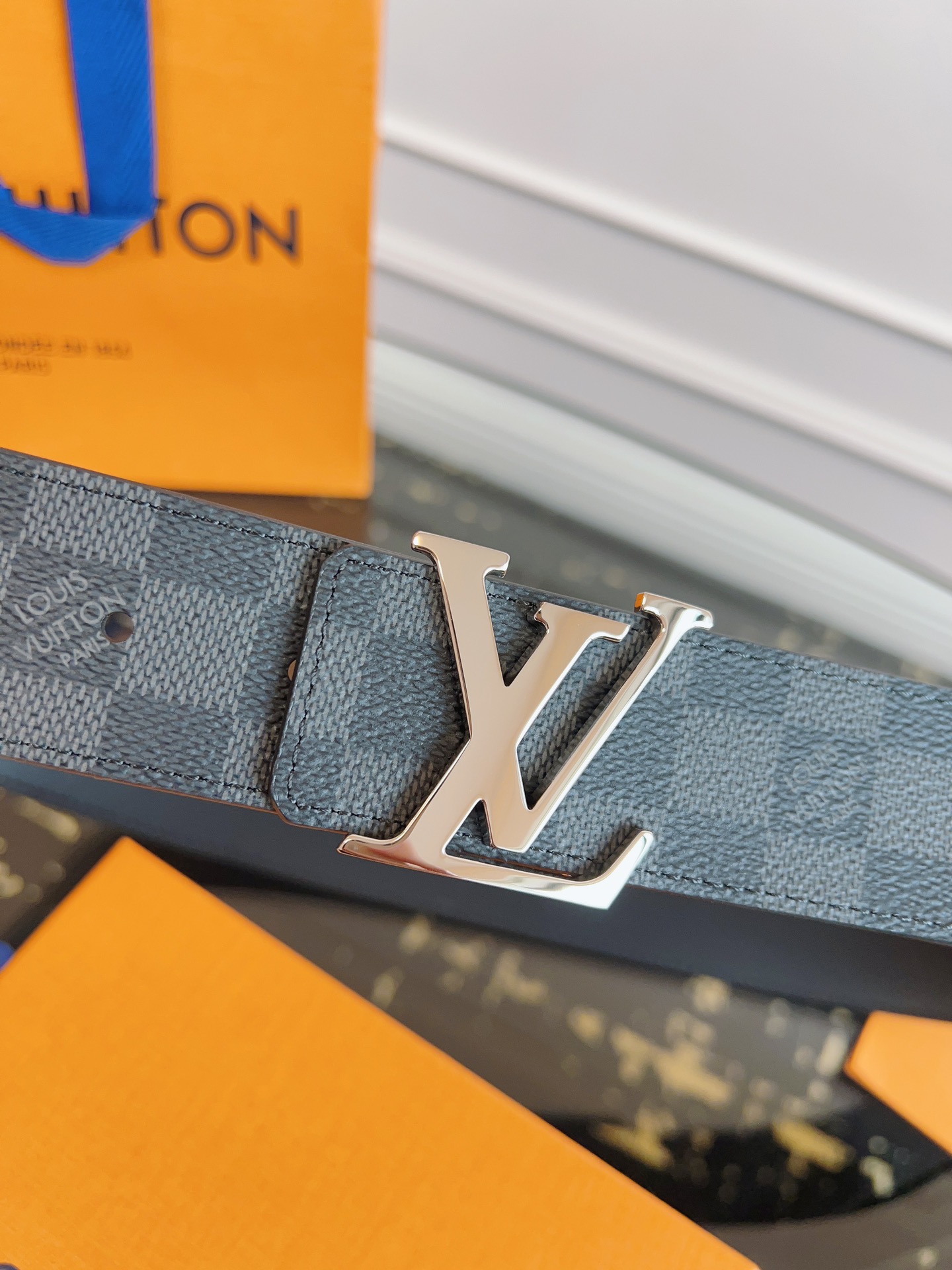 Louis Vuitton Male Basic Belt Cow Leather Black S-m-l