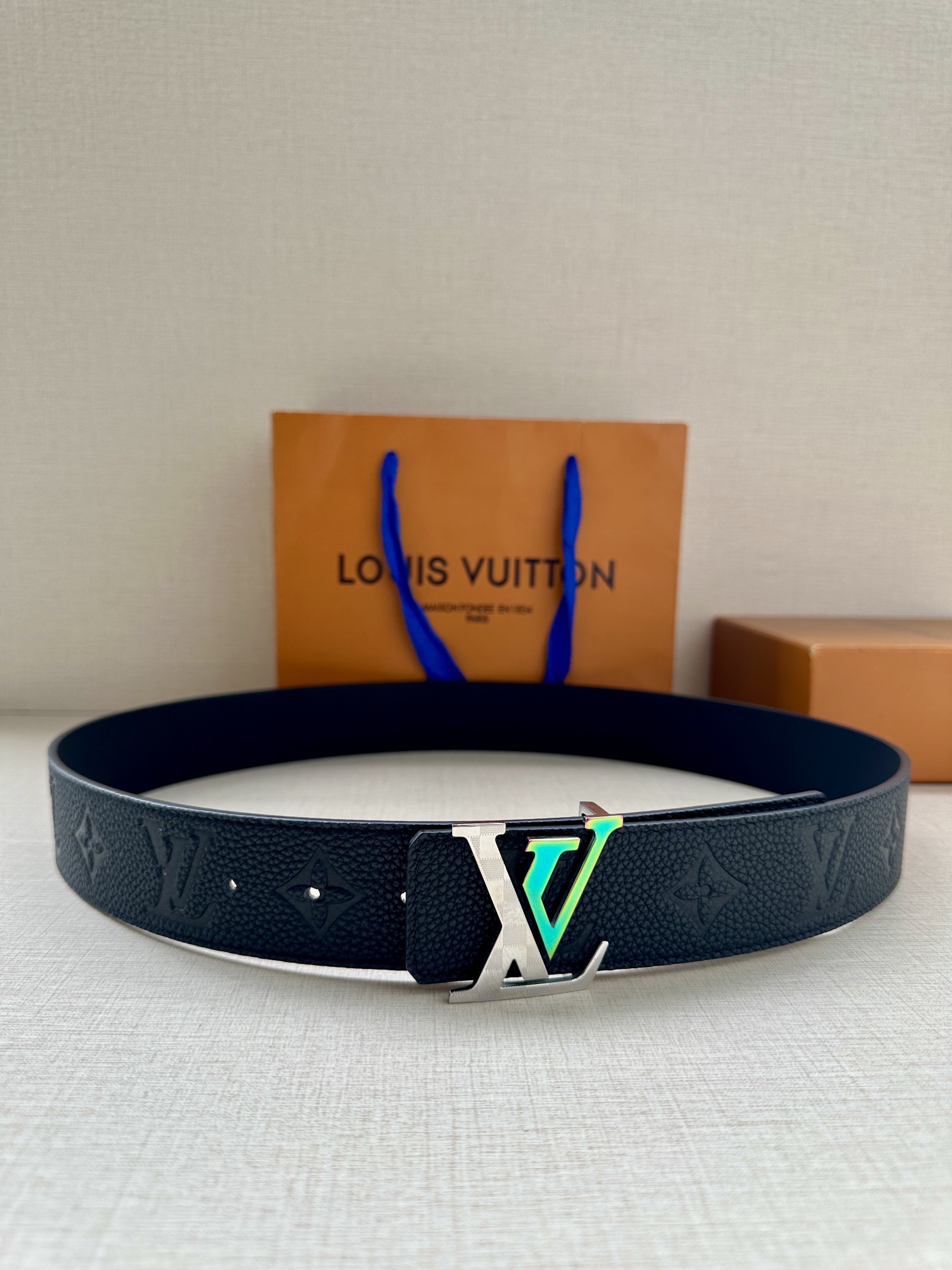 Louis Vuitton Leather Belt Cow Leather Gold L