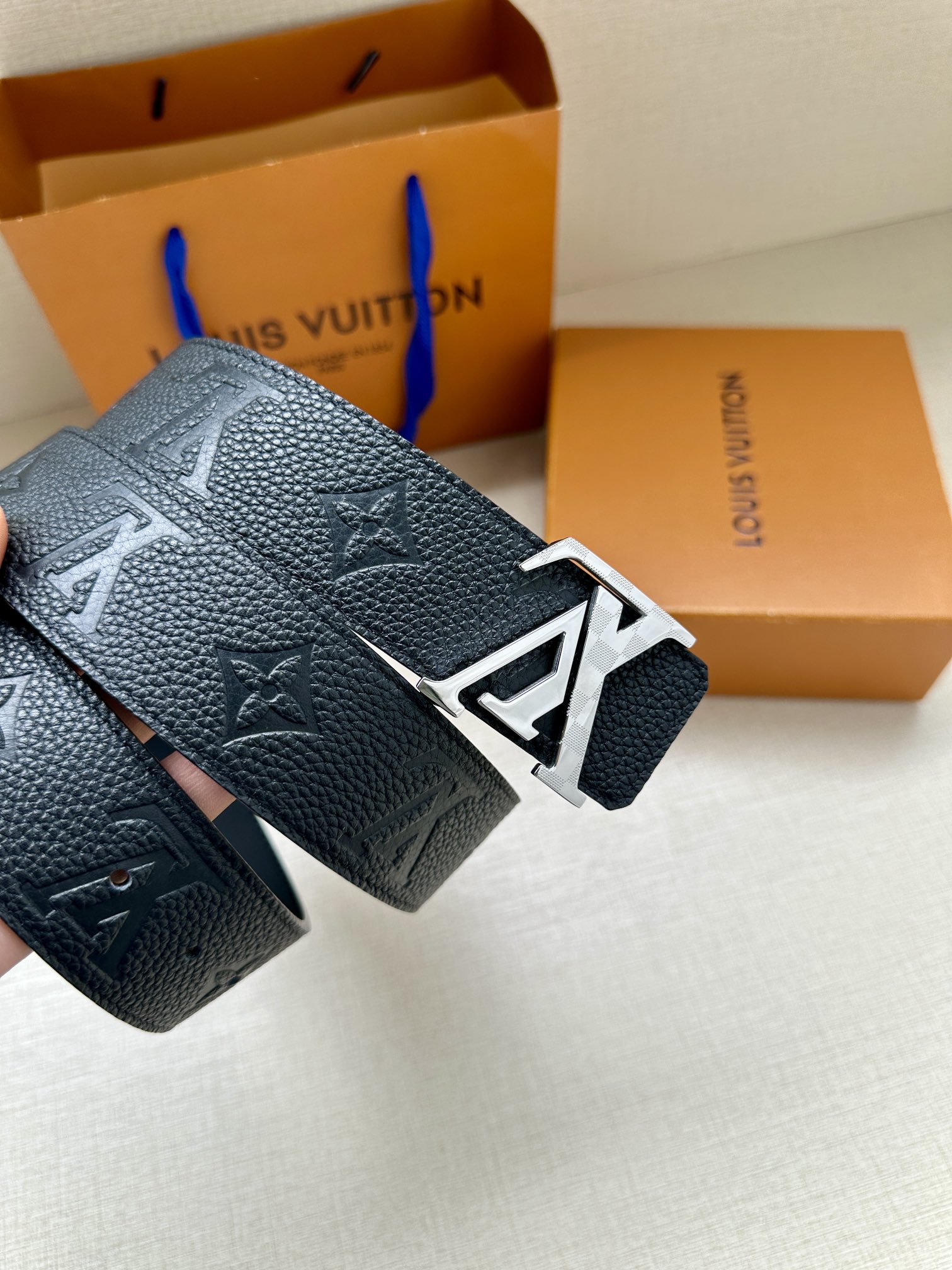 Louis Vuitton Leather Belt Cow Leather Gold L