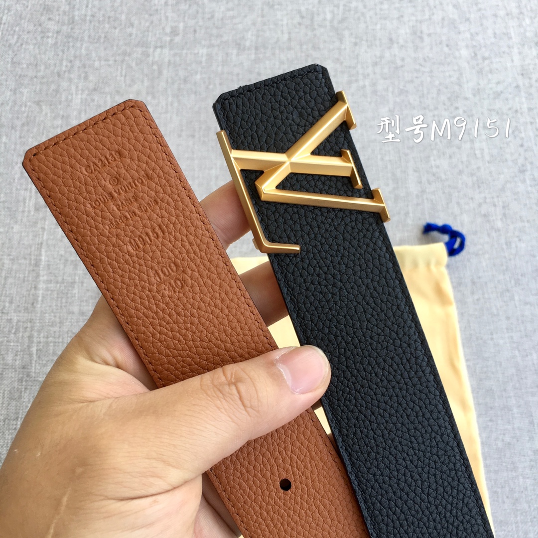 Louis Vuitton Male Leather Belt Cow Leather M-l