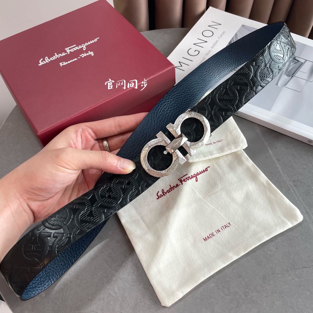 Salvatore Ferragamo Male Leather Belt Top Grain Leather S-m-l