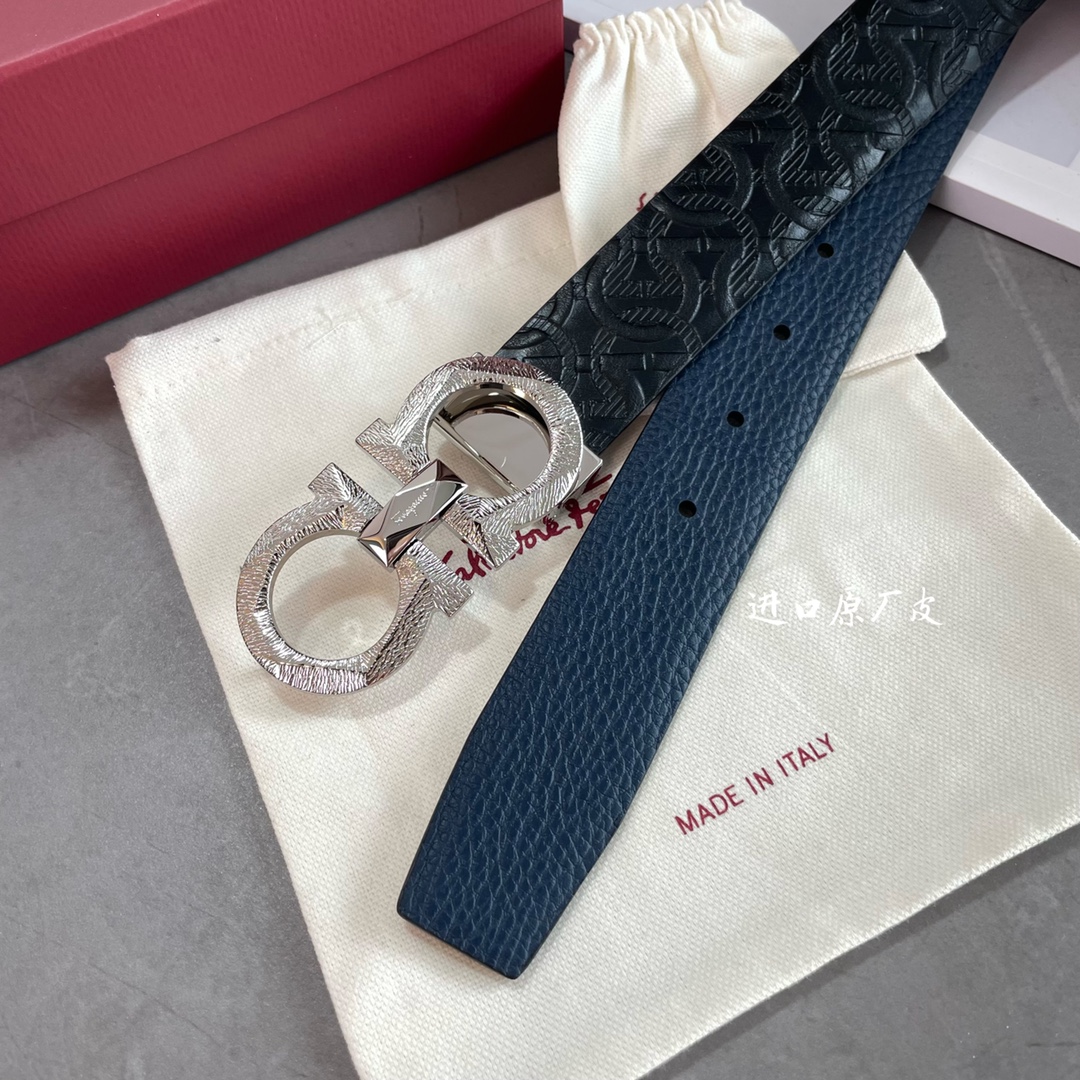 Salvatore Ferragamo Male Leather Belt Top Grain Leather S-m-l