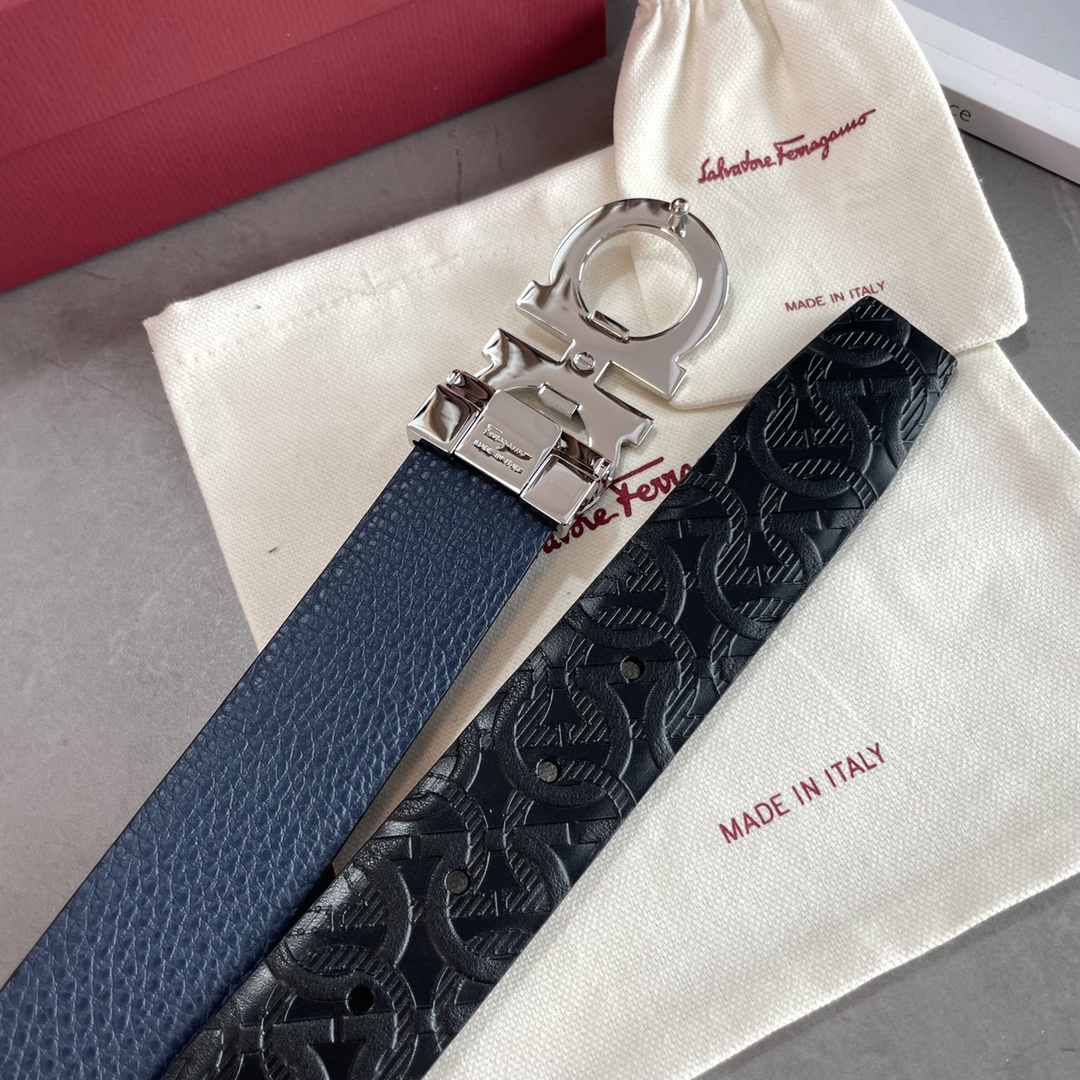 Salvatore Ferragamo Male Leather Belt Top Grain Leather S-m-l