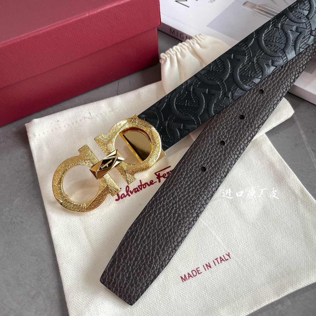 Salvatore Ferragamo Male Leather Belt Top Grain Leather S-m-l