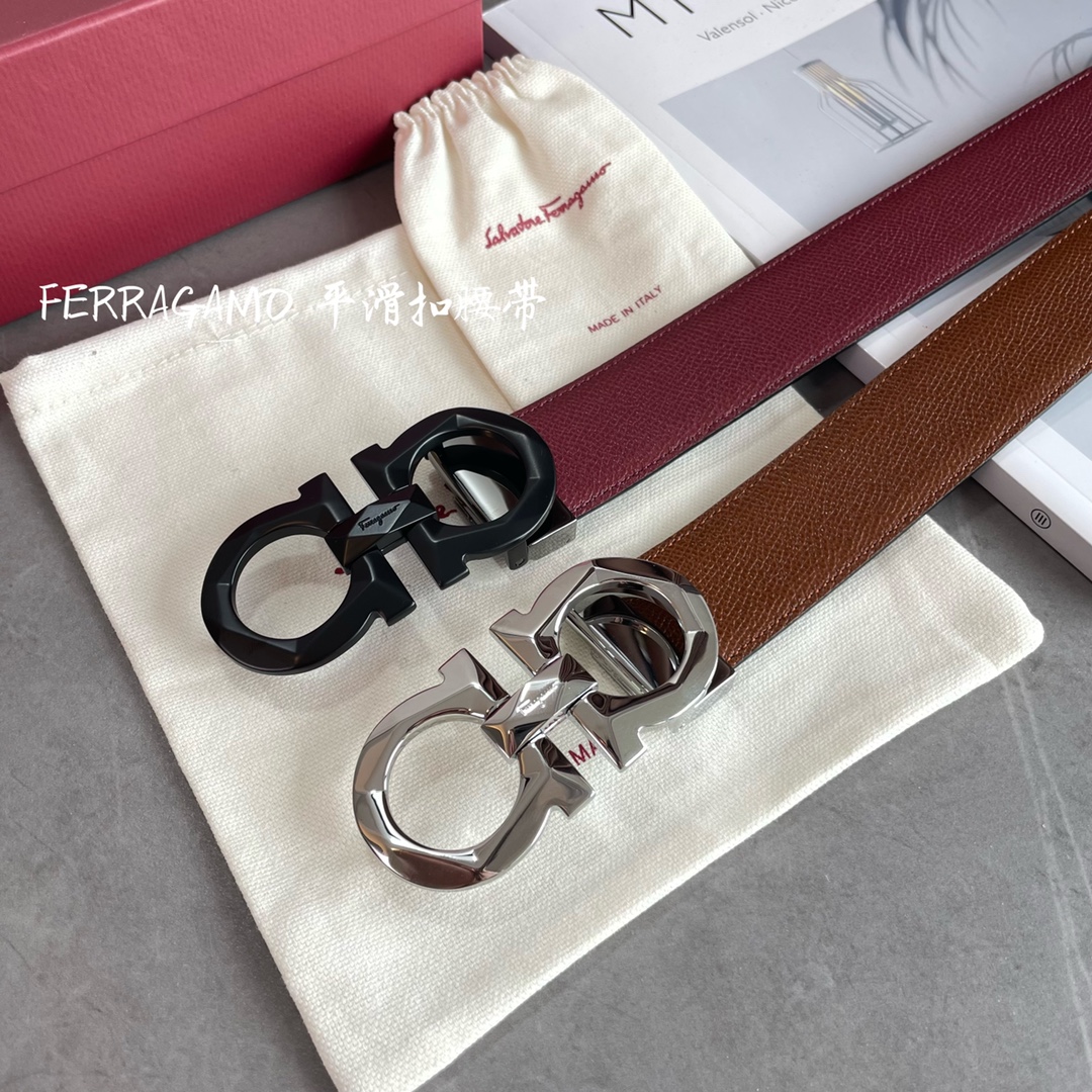 Salvatore Ferragamo Male Leather Belt Top Grain Leather S-m-l