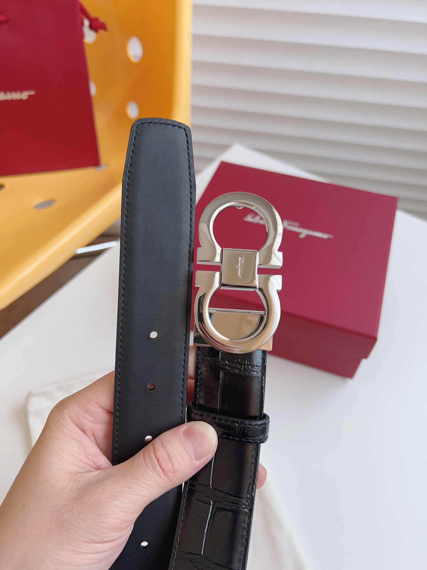 Salvatore Ferragamo Male Leather Belt Cow Leather M