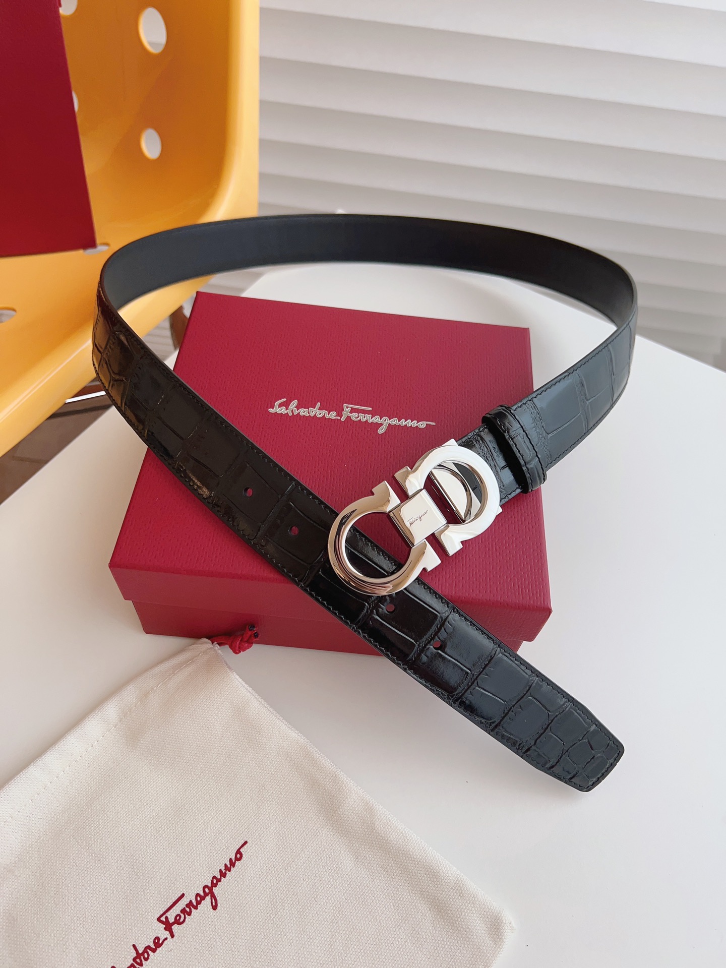 Salvatore Ferragamo Male Leather Belt Cow Leather M