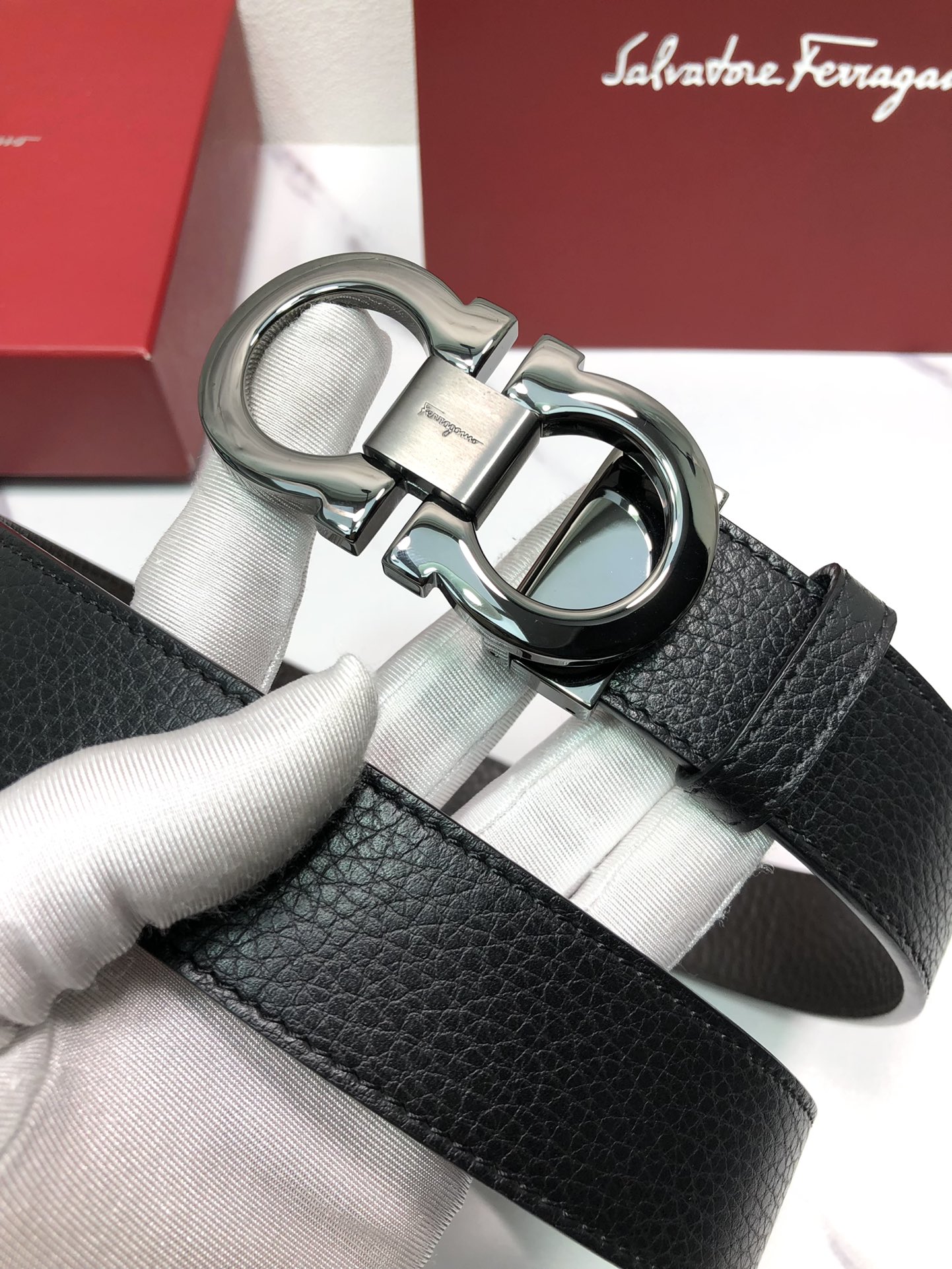 Salvatore Ferragamo Male Leather Belt Top Grain Leather