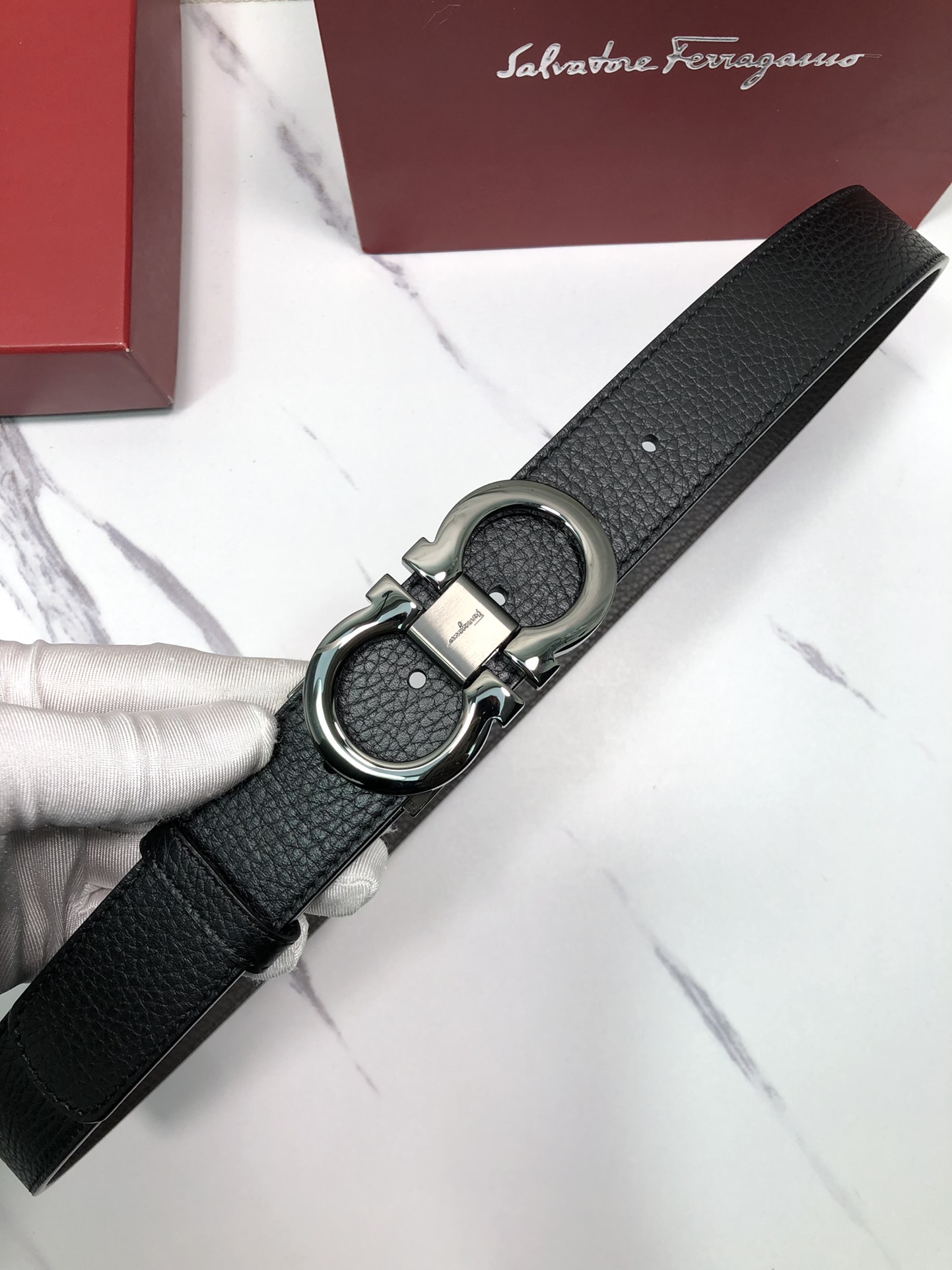 Salvatore Ferragamo Male Leather Belt Top Grain Leather