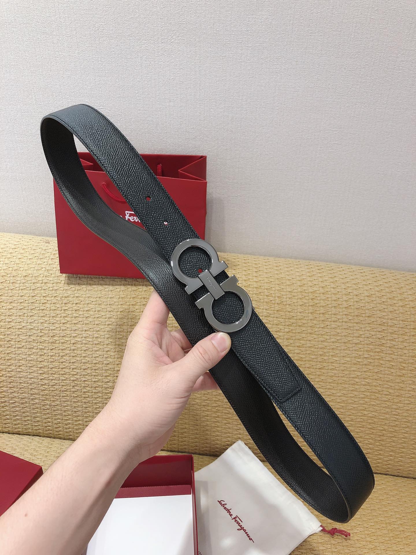 Salvatore Ferragamo Male Leather Belt Top Grain Leather M