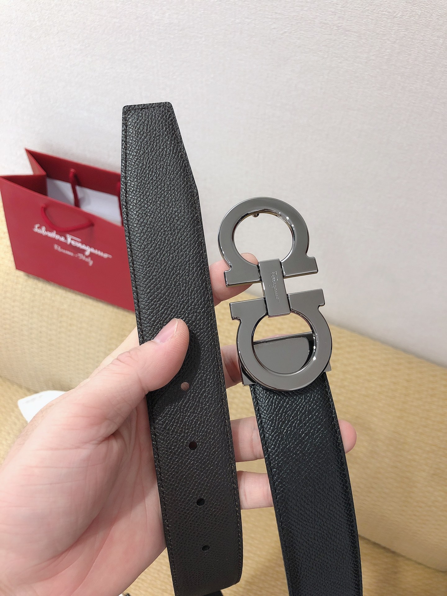 Salvatore Ferragamo Male Leather Belt Top Grain Leather M