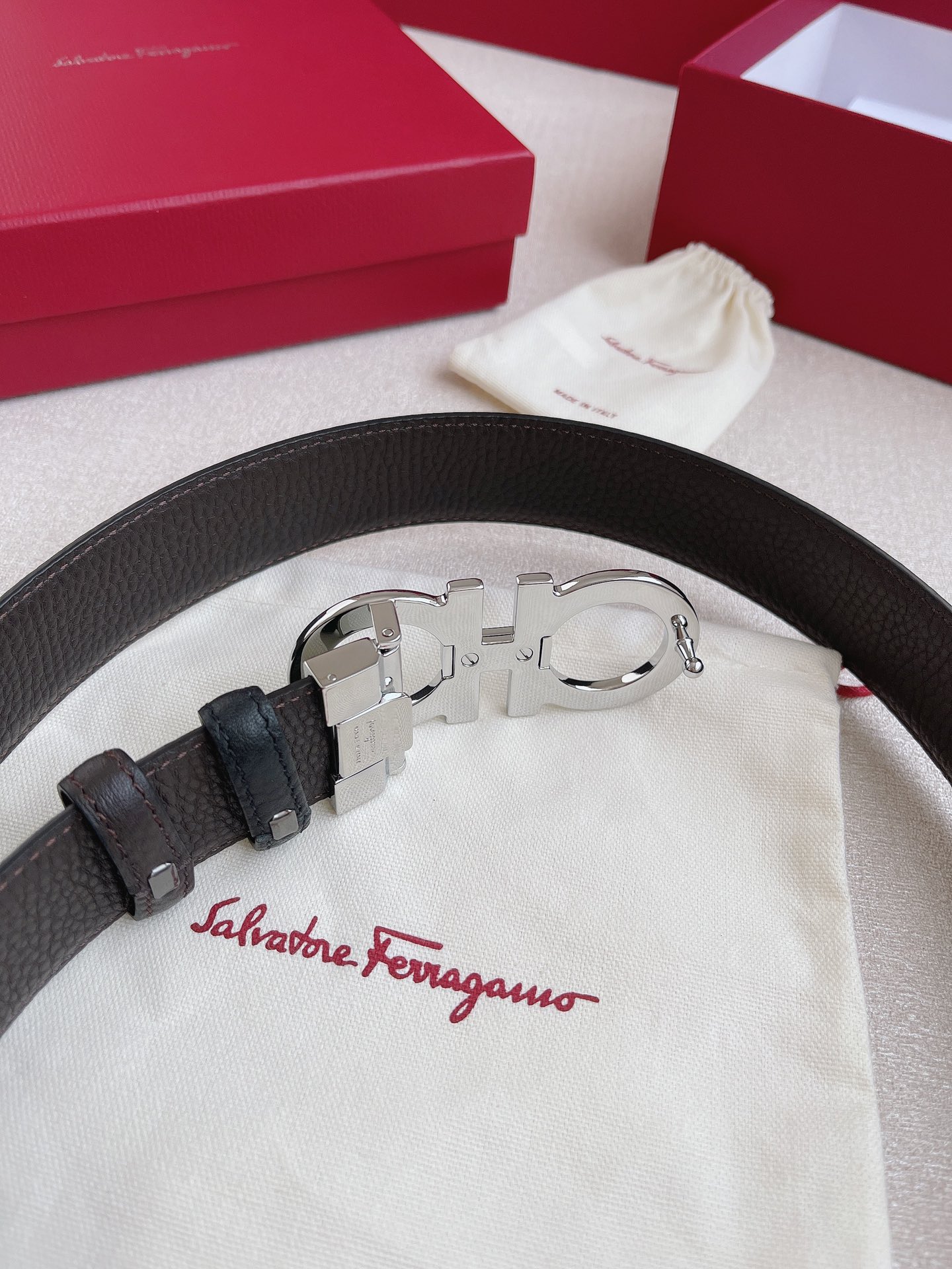 Salvatore Ferragamo Leather Belt 35mm-s-m-l