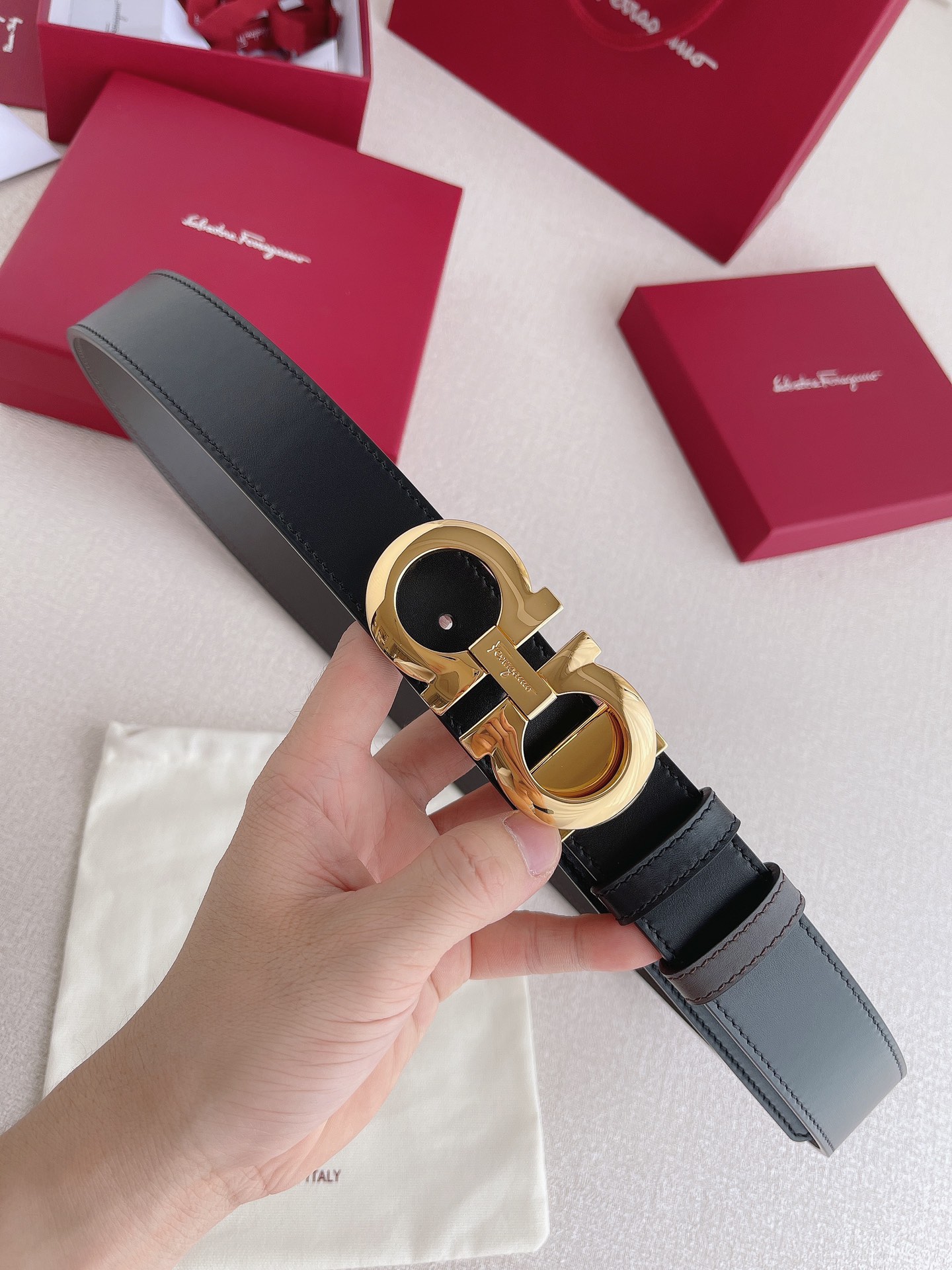 Salvatore Ferragamo Leather Belt Adjustable 35mm-m