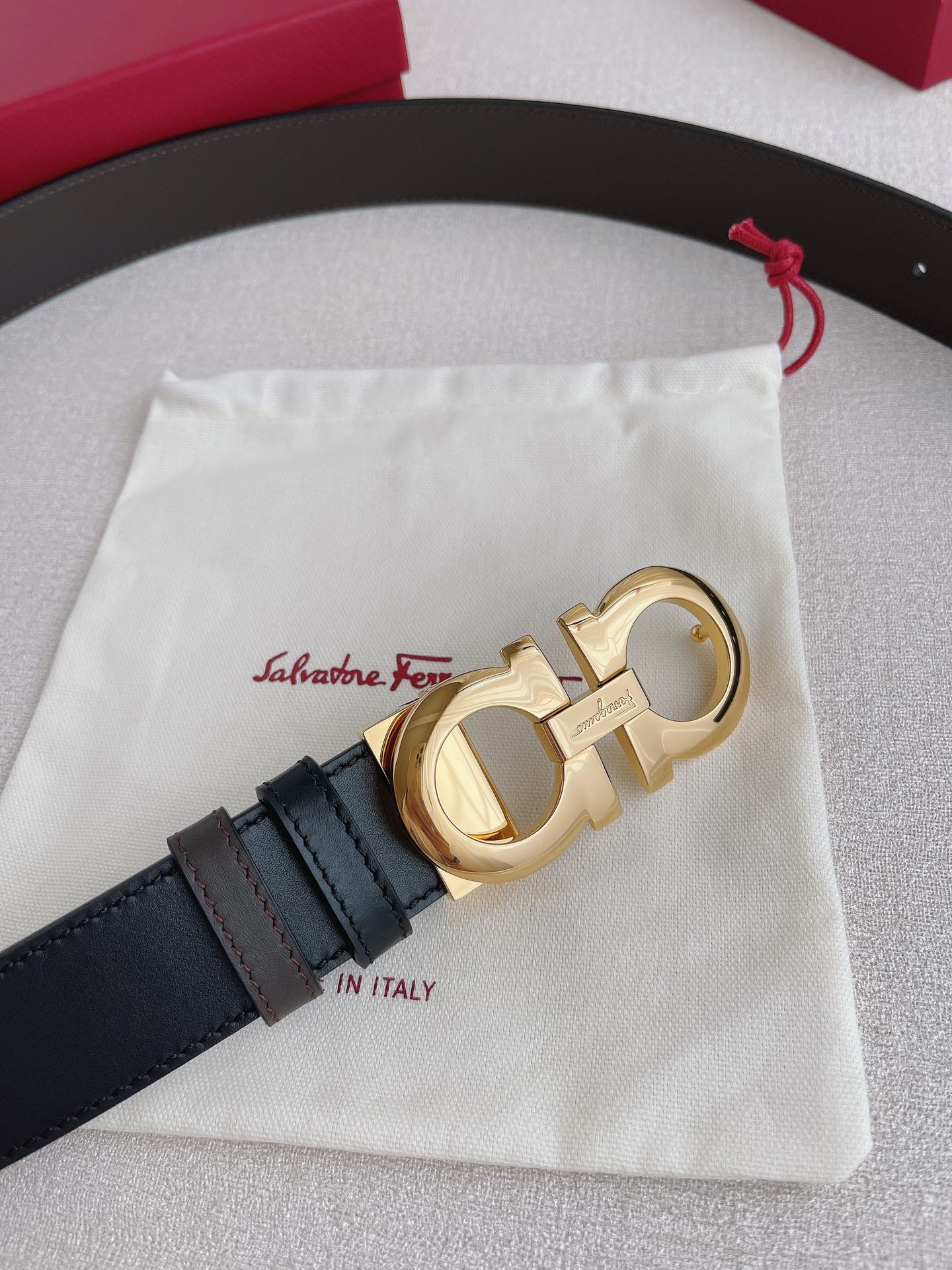 Salvatore Ferragamo Leather Belt Adjustable 35mm-m