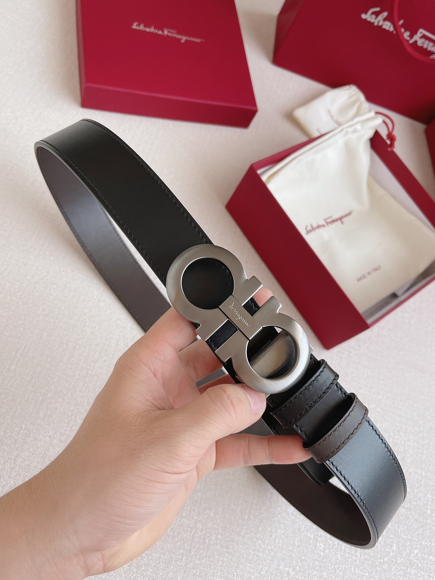 Salvatore Ferragamo Leather Belt Adjustable 35mm-m