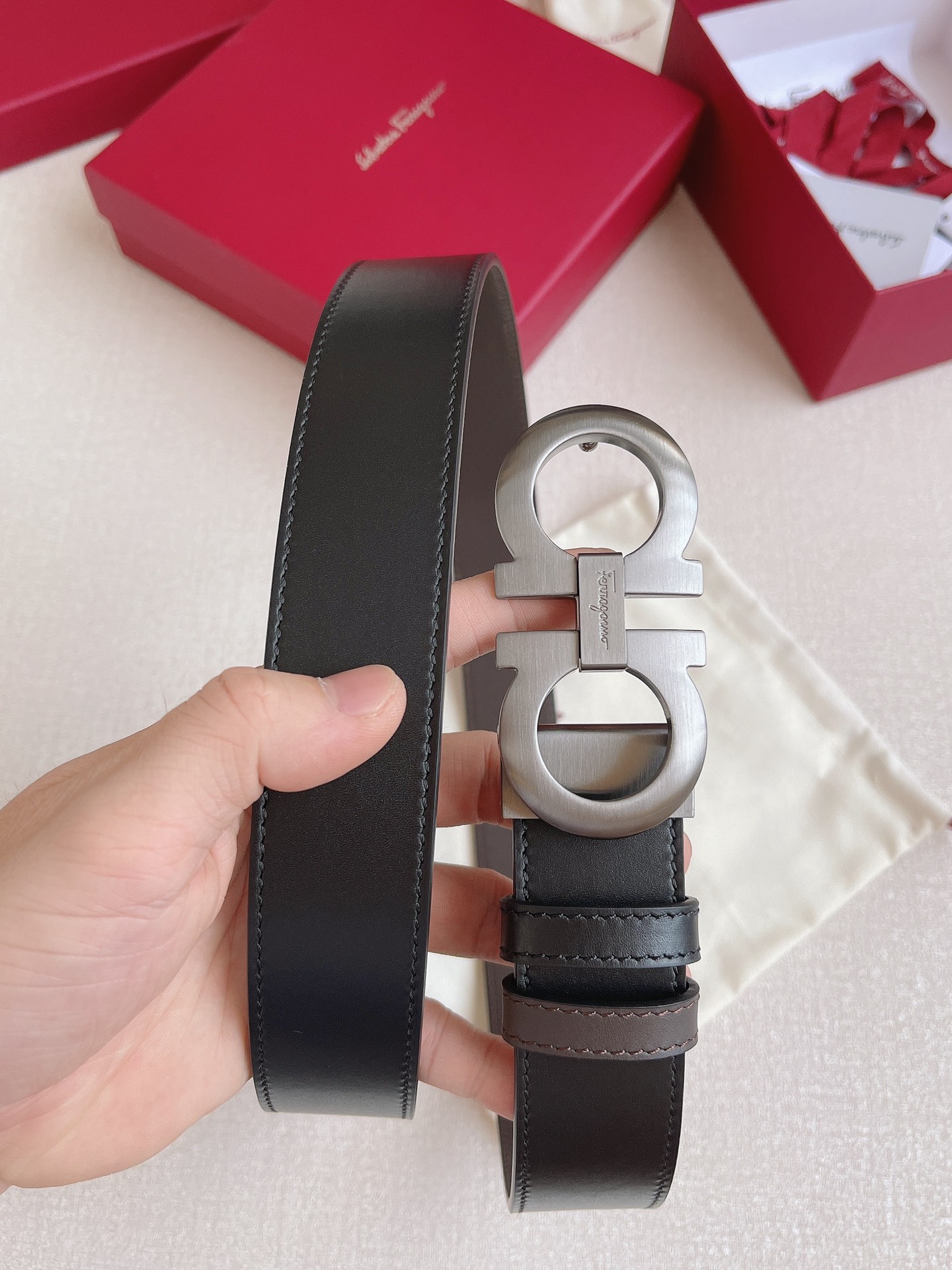 Salvatore Ferragamo Leather Belt Adjustable 35mm-m