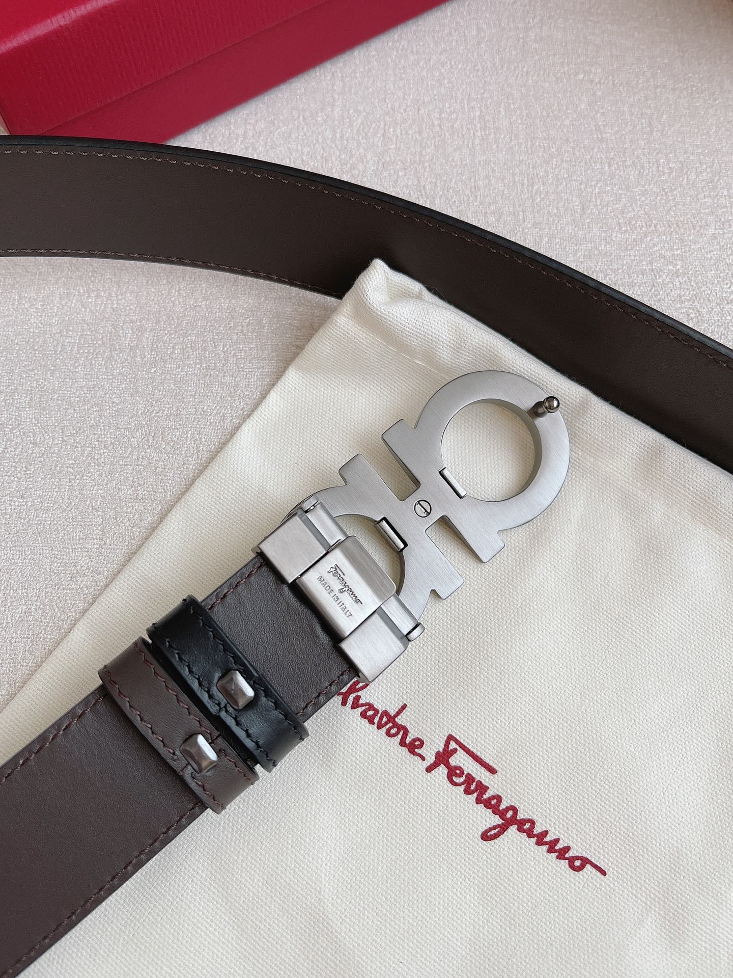 Salvatore Ferragamo Leather Belt Adjustable 35mm-m