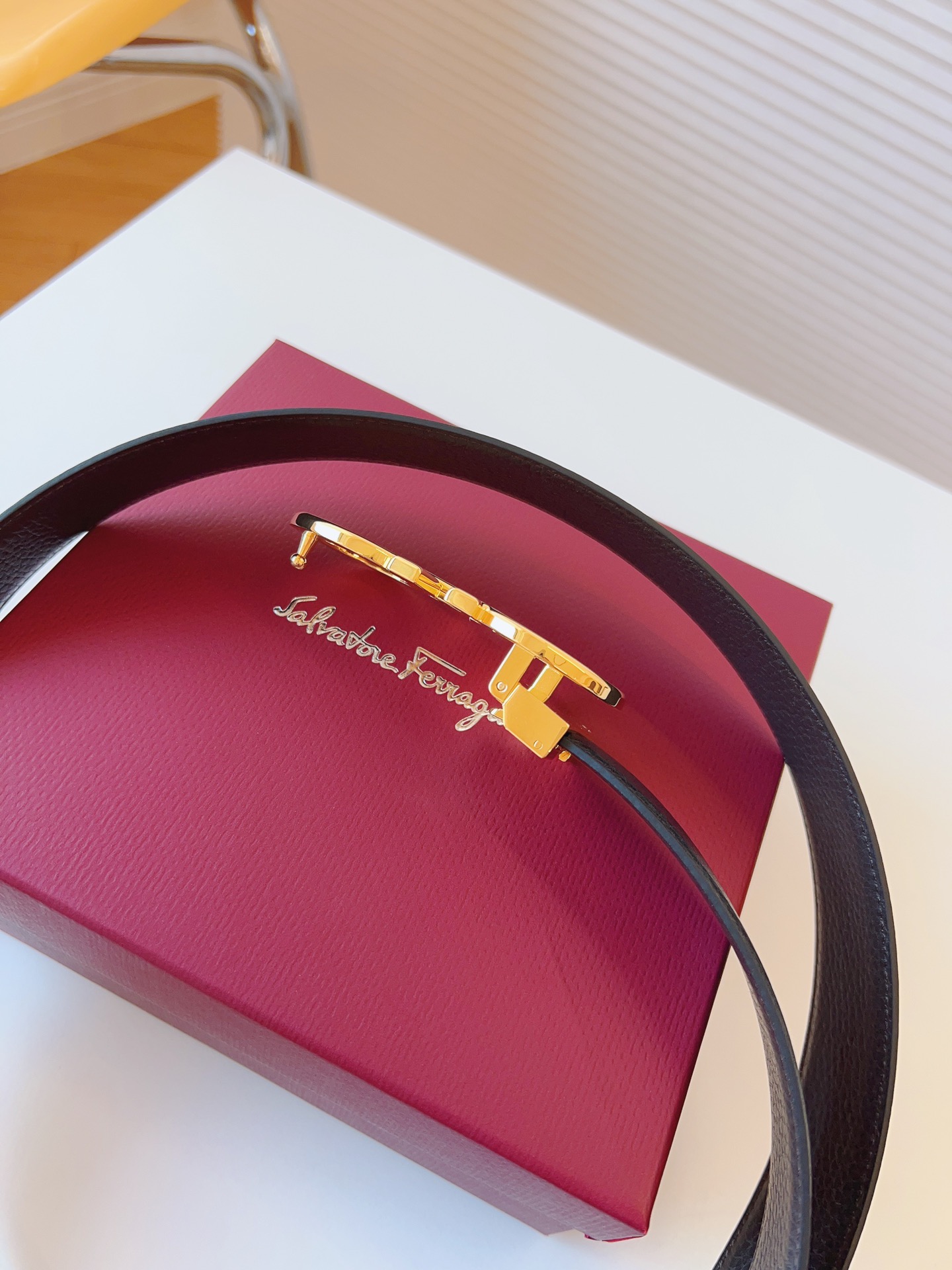 Salvatore Ferragamo Male Leather Belt Cow Leather Adjustable 35mm