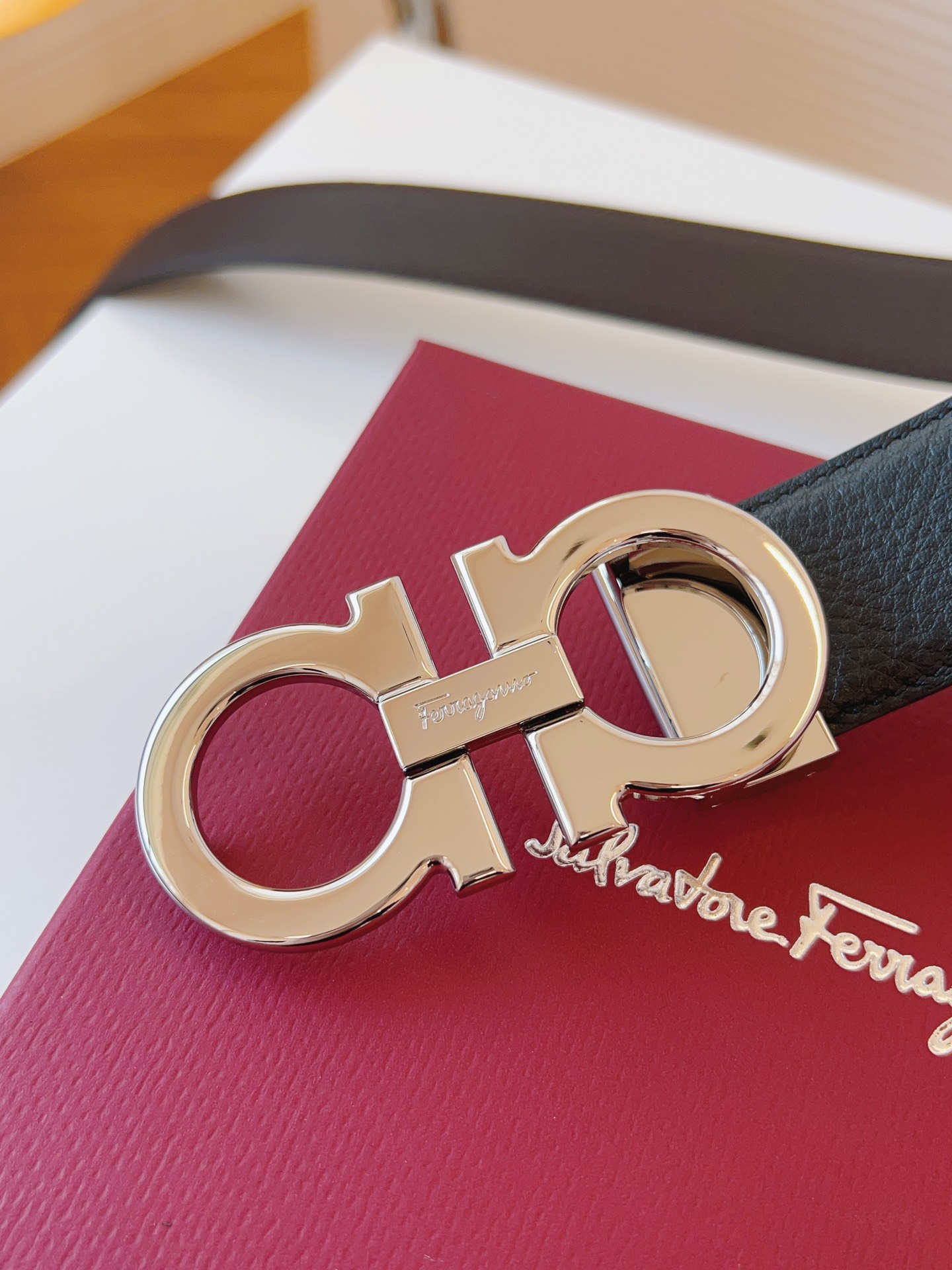 Salvatore Ferragamo Male Leather Belt Cow Leather Adjustable 35mm