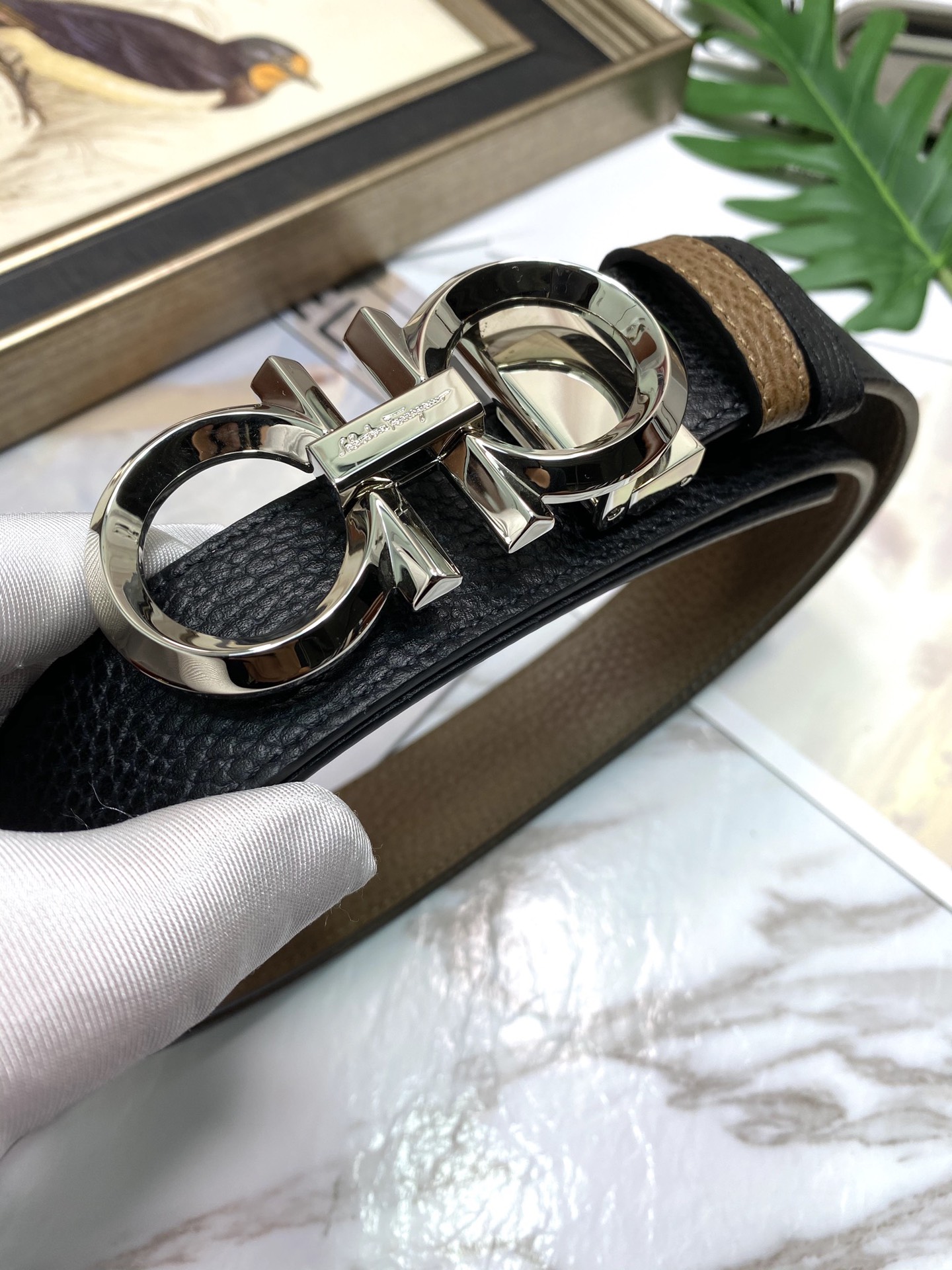 Salvatore Ferragamo Basic Belt Top Grain Leather Black M