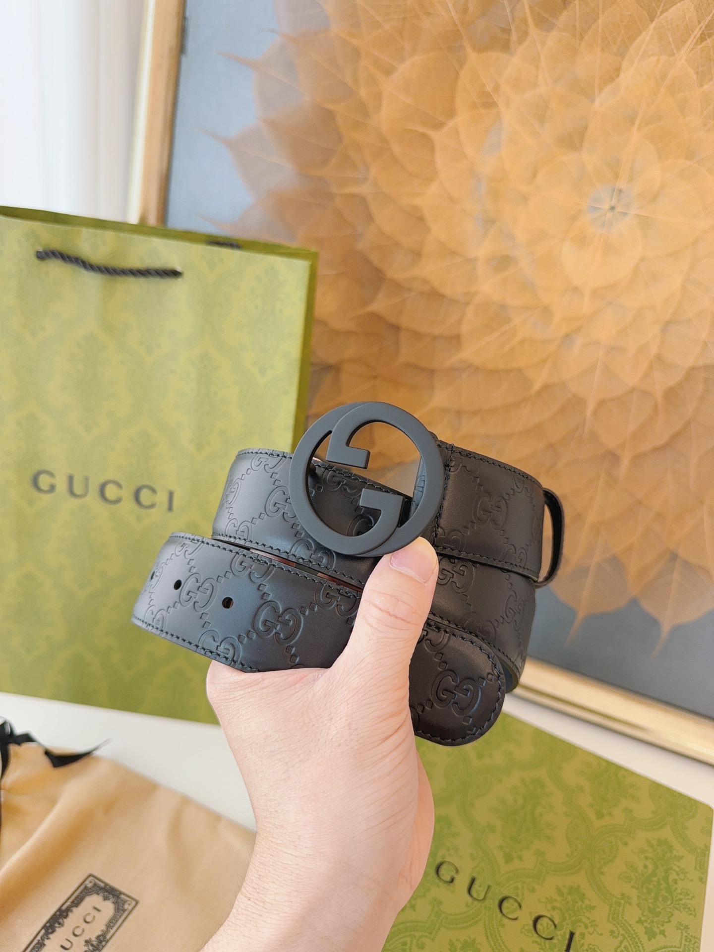 Gucci Male Leather Belt Top Grain Leather M