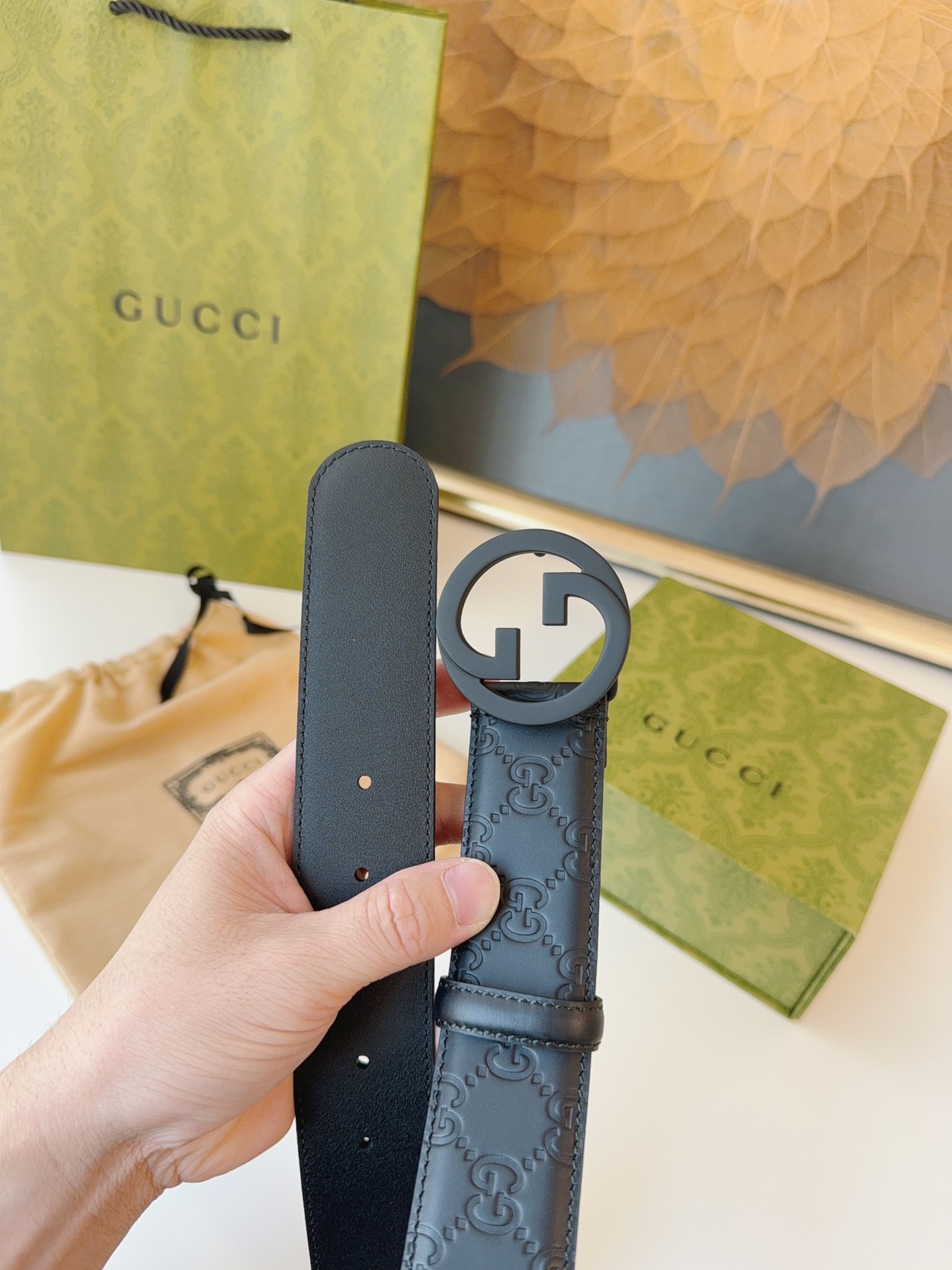 Gucci Male Leather Belt Top Grain Leather M