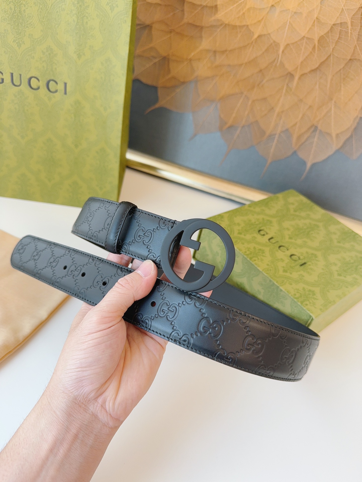 Gucci Male Leather Belt Top Grain Leather M