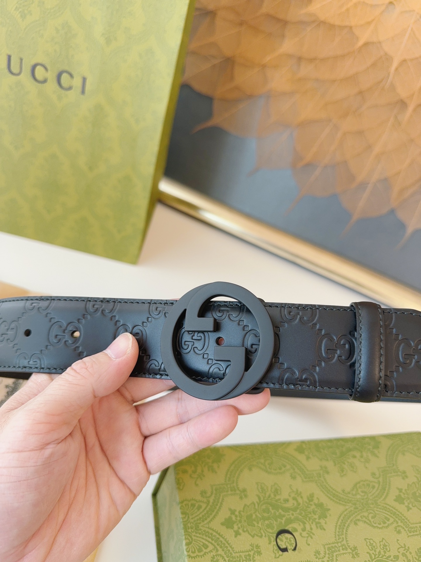 Gucci Male Leather Belt Top Grain Leather M