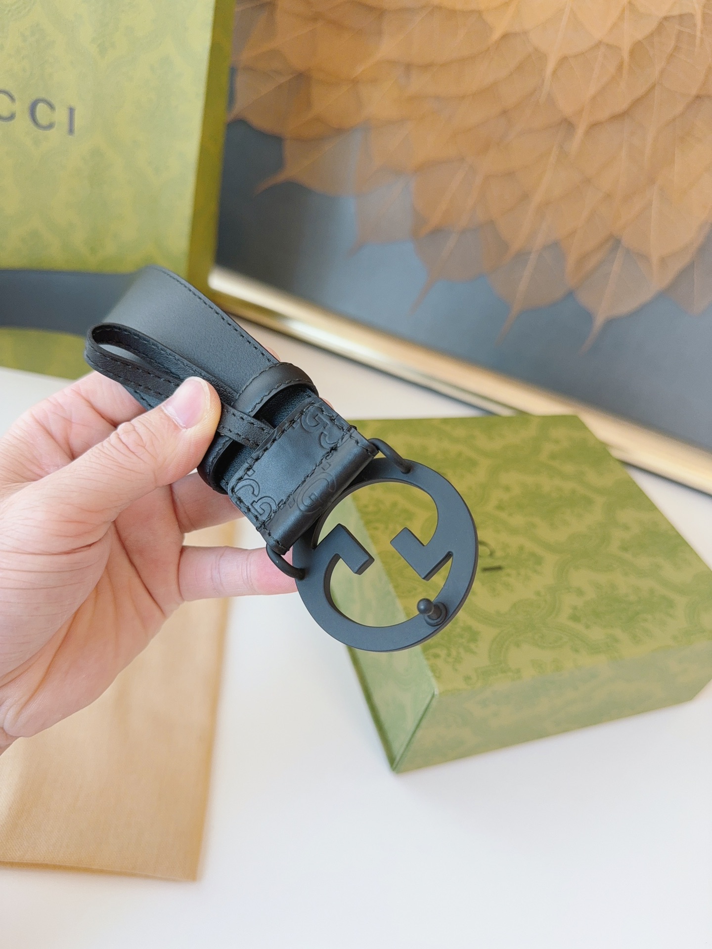 Gucci Male Leather Belt Top Grain Leather M