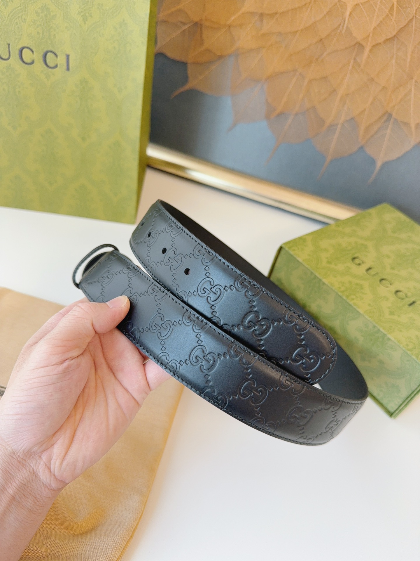 Gucci Male Leather Belt Top Grain Leather M