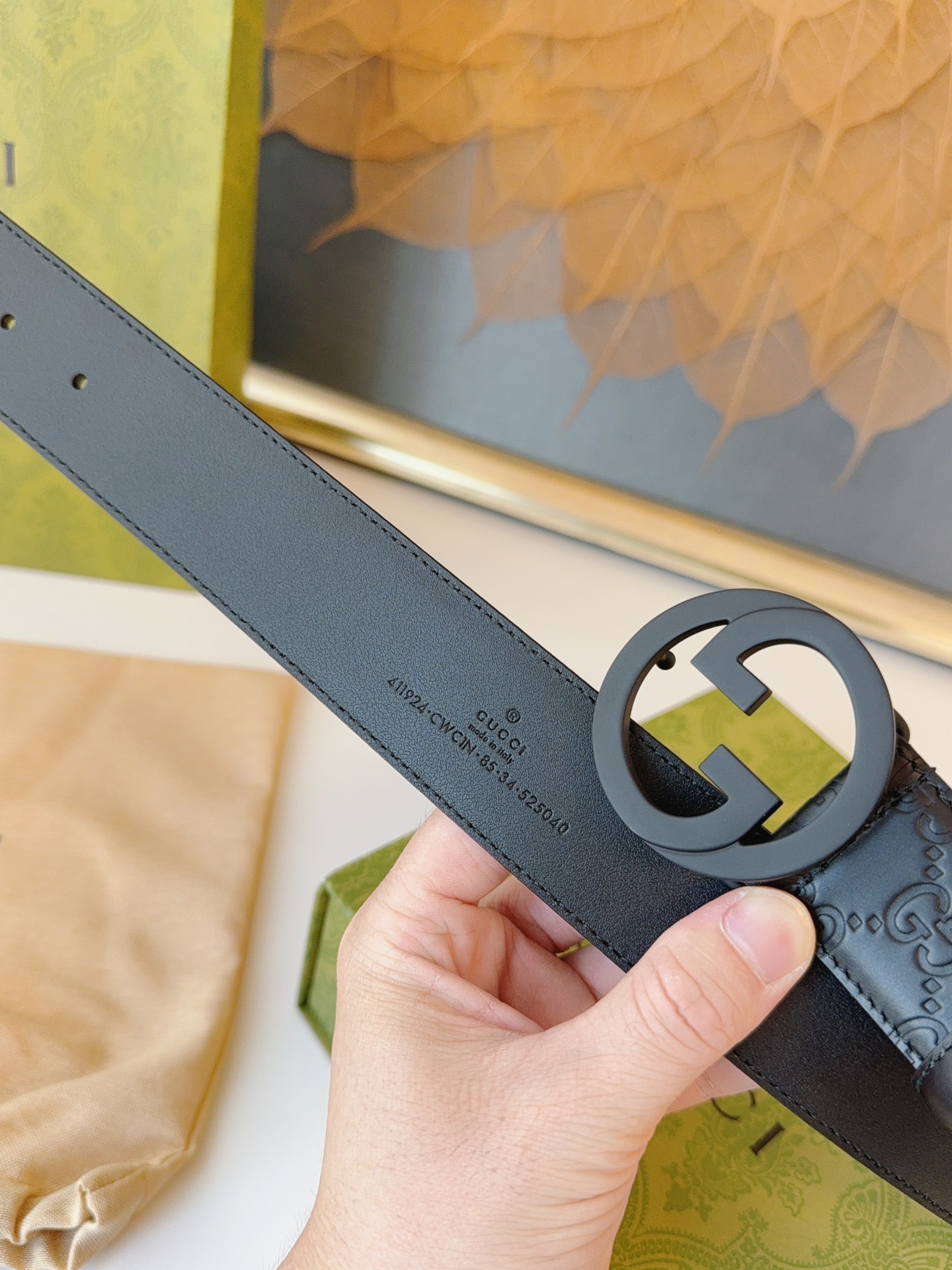 Gucci Male Leather Belt Top Grain Leather M