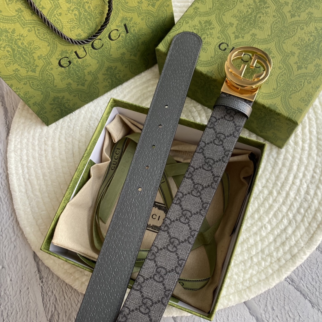 Gucci Male Basic Belt Gray Waterproof 38mm