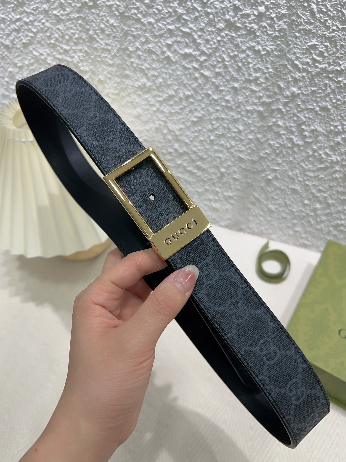 Gucci Basic Belt Canvas Beige S-m