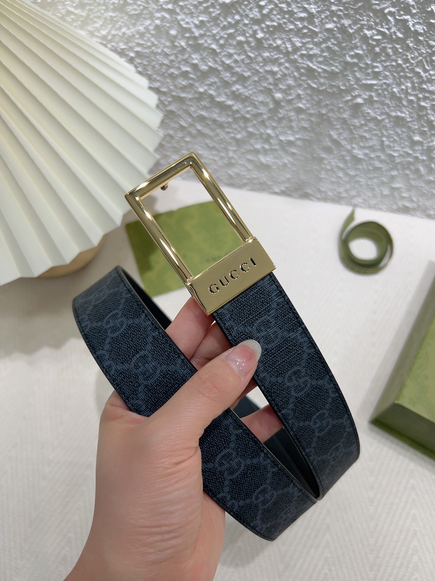 Gucci Basic Belt Canvas Beige S-m