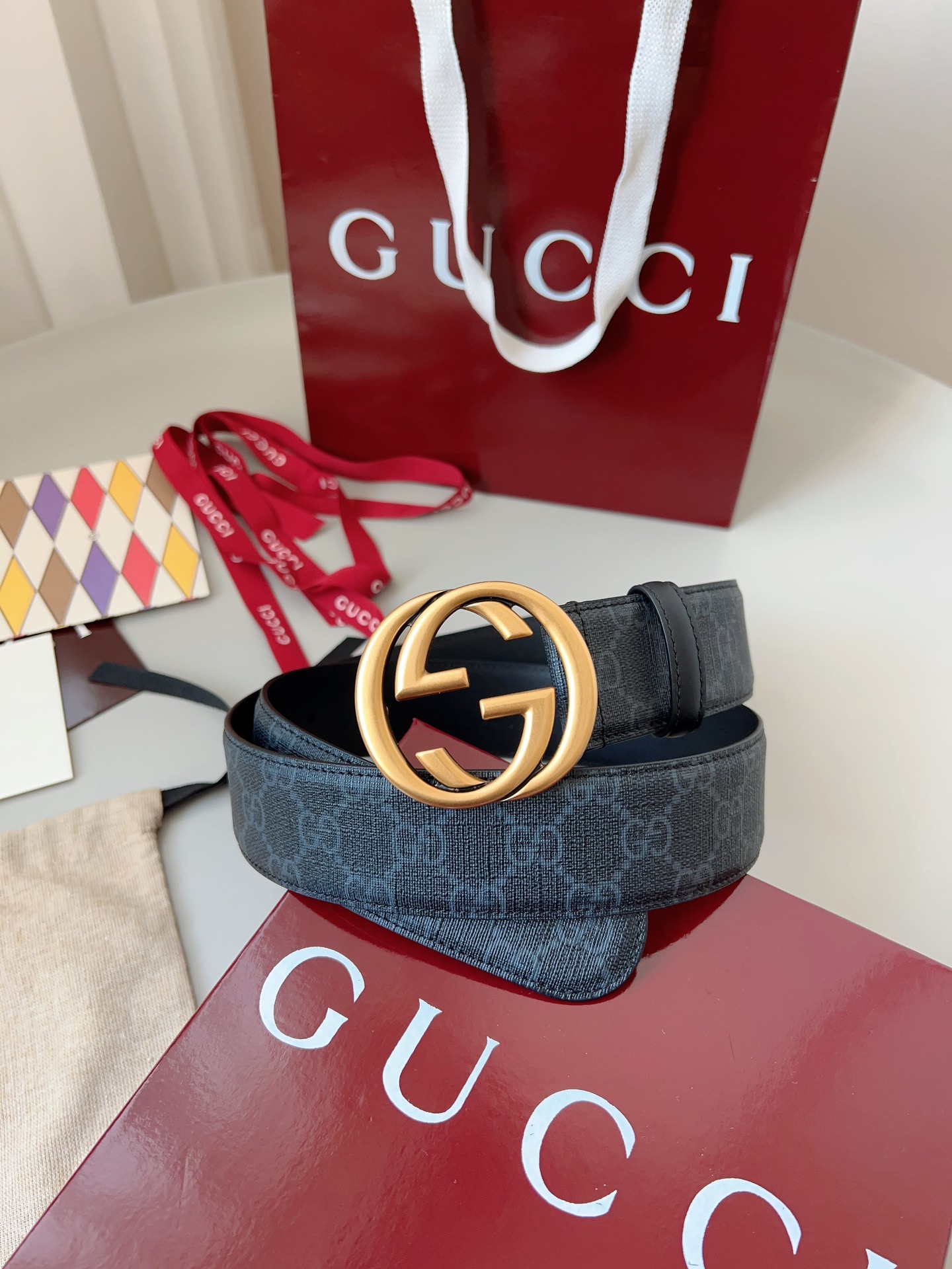 Gucci Basic Belt Canvas Black S-m