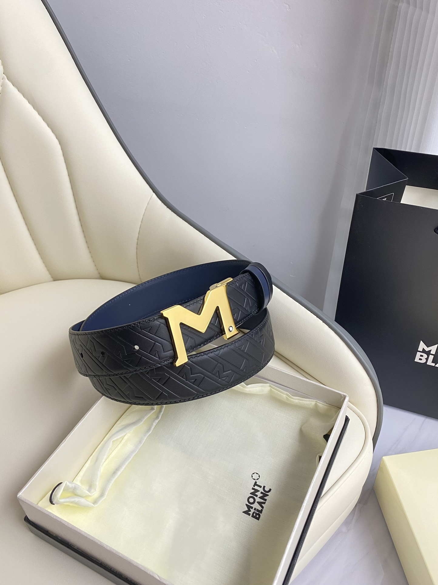 Montblanc Leather Belt Top Grain Leather M-l