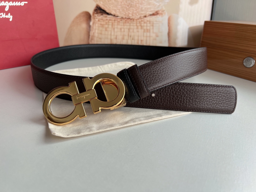 Salvatore Ferragamo Male Leather Belt Top Grain Leather M