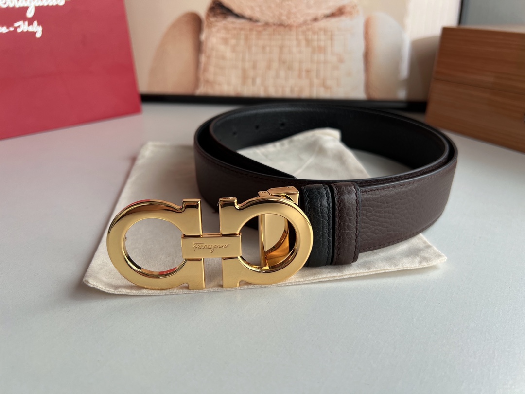 Salvatore Ferragamo Male Leather Belt Top Grain Leather M