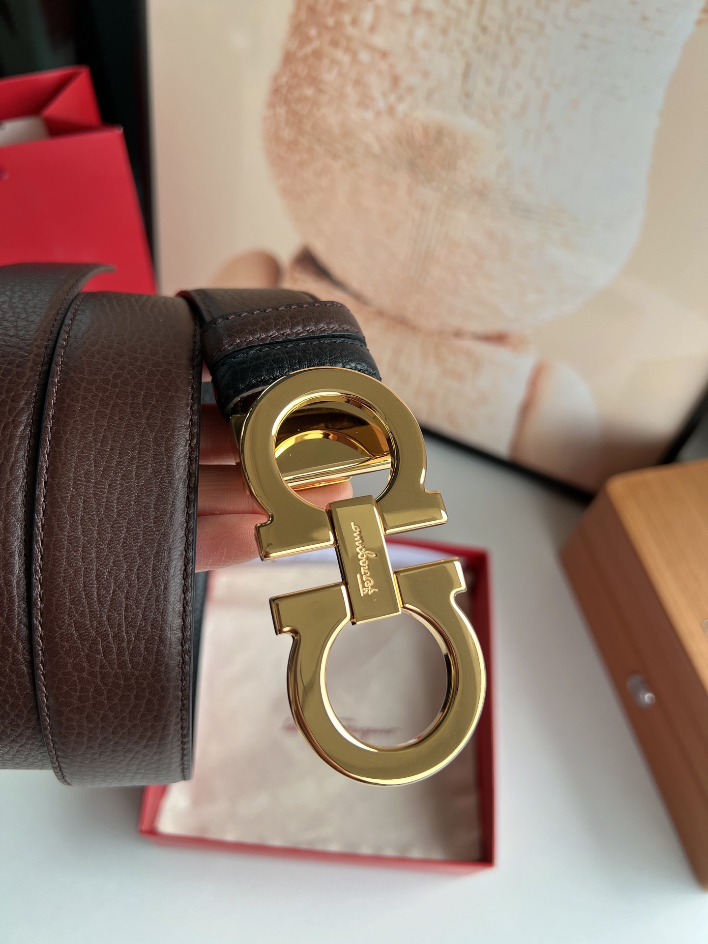 Salvatore Ferragamo Male Leather Belt Top Grain Leather M