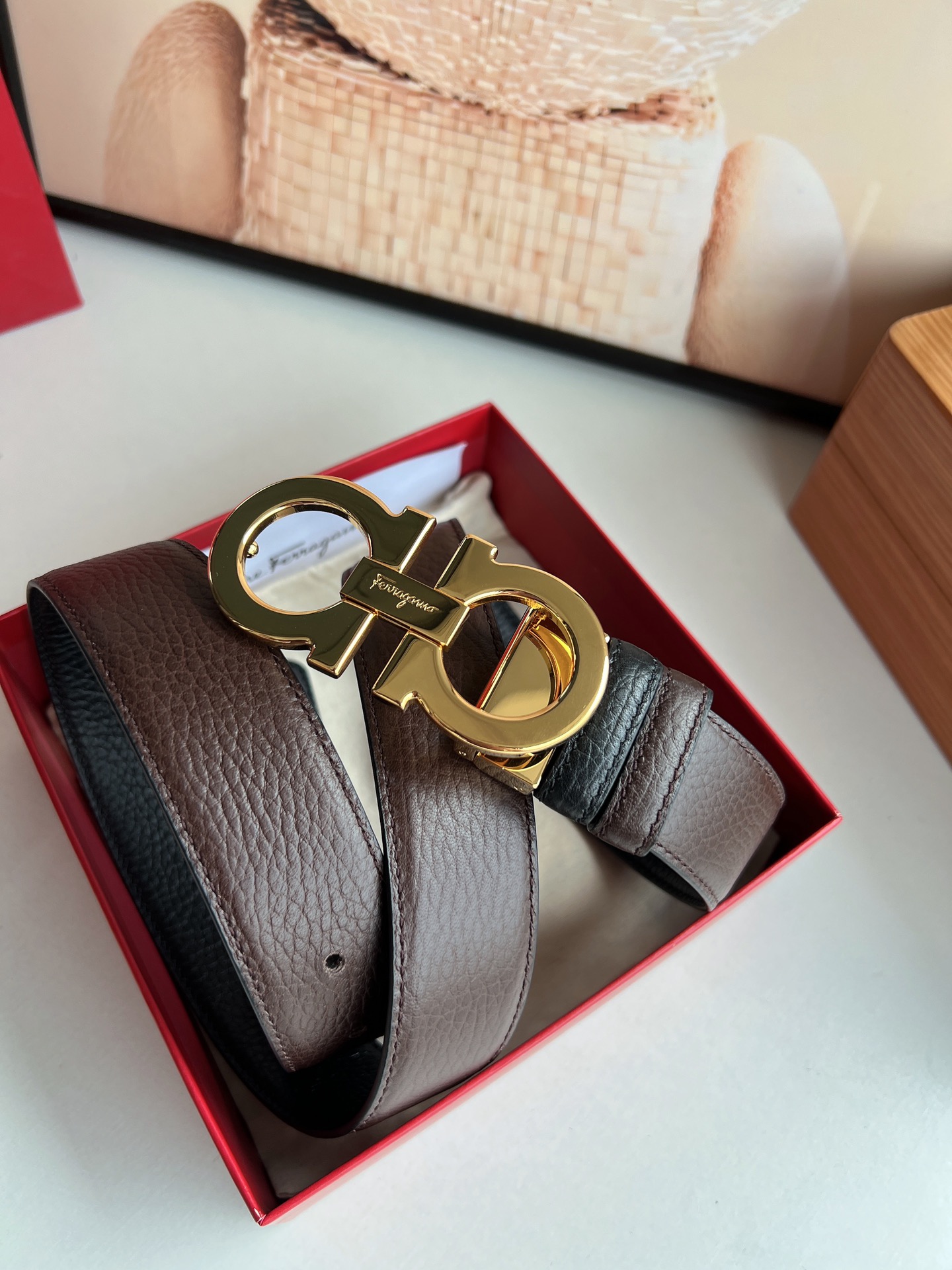 Salvatore Ferragamo Male Leather Belt Top Grain Leather M