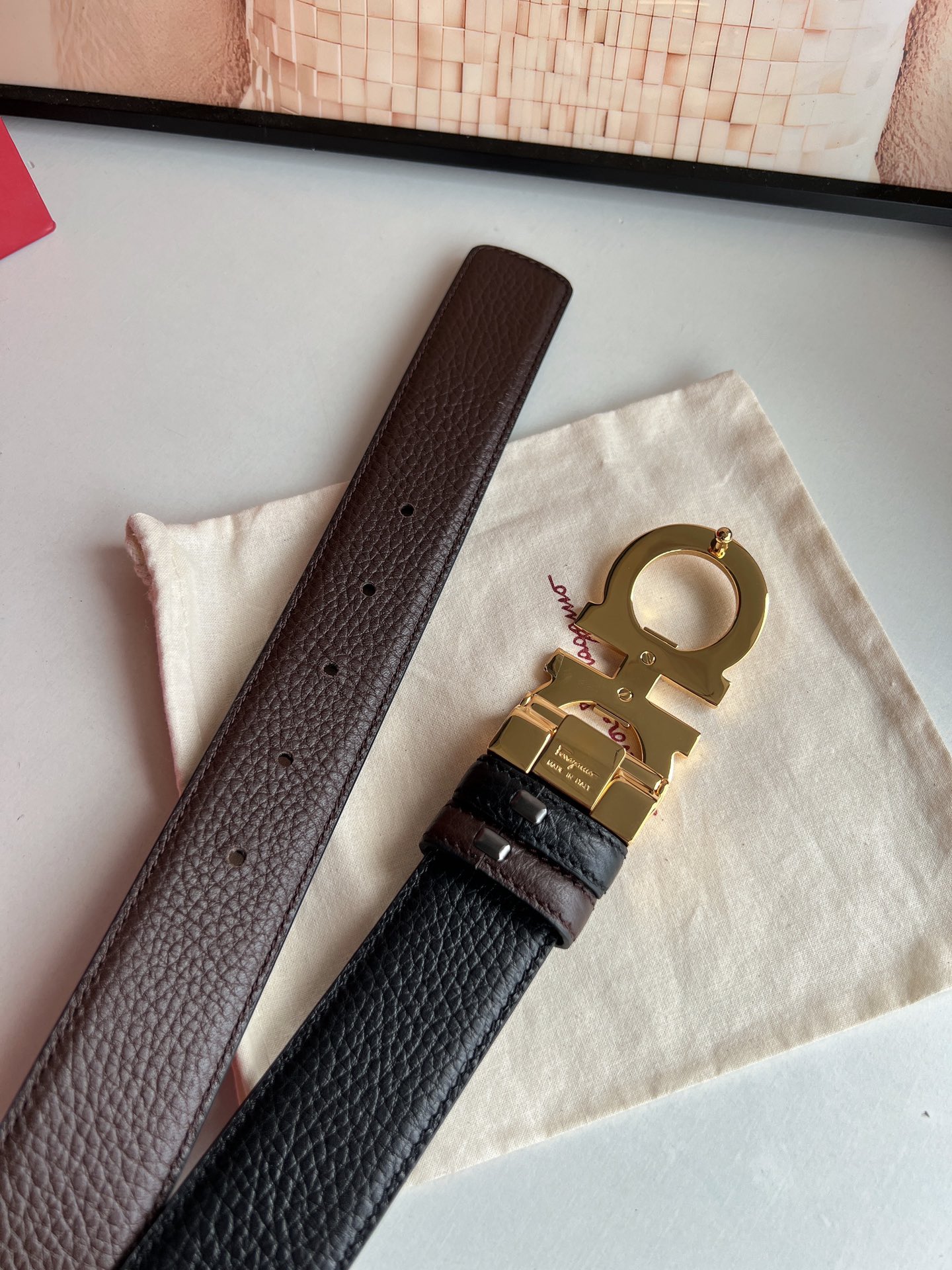 Salvatore Ferragamo Male Leather Belt Top Grain Leather M