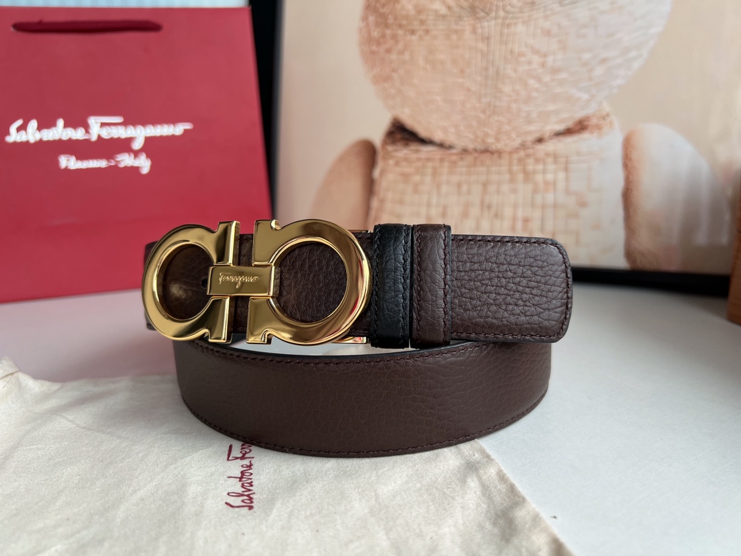 Salvatore Ferragamo Male Leather Belt Top Grain Leather M