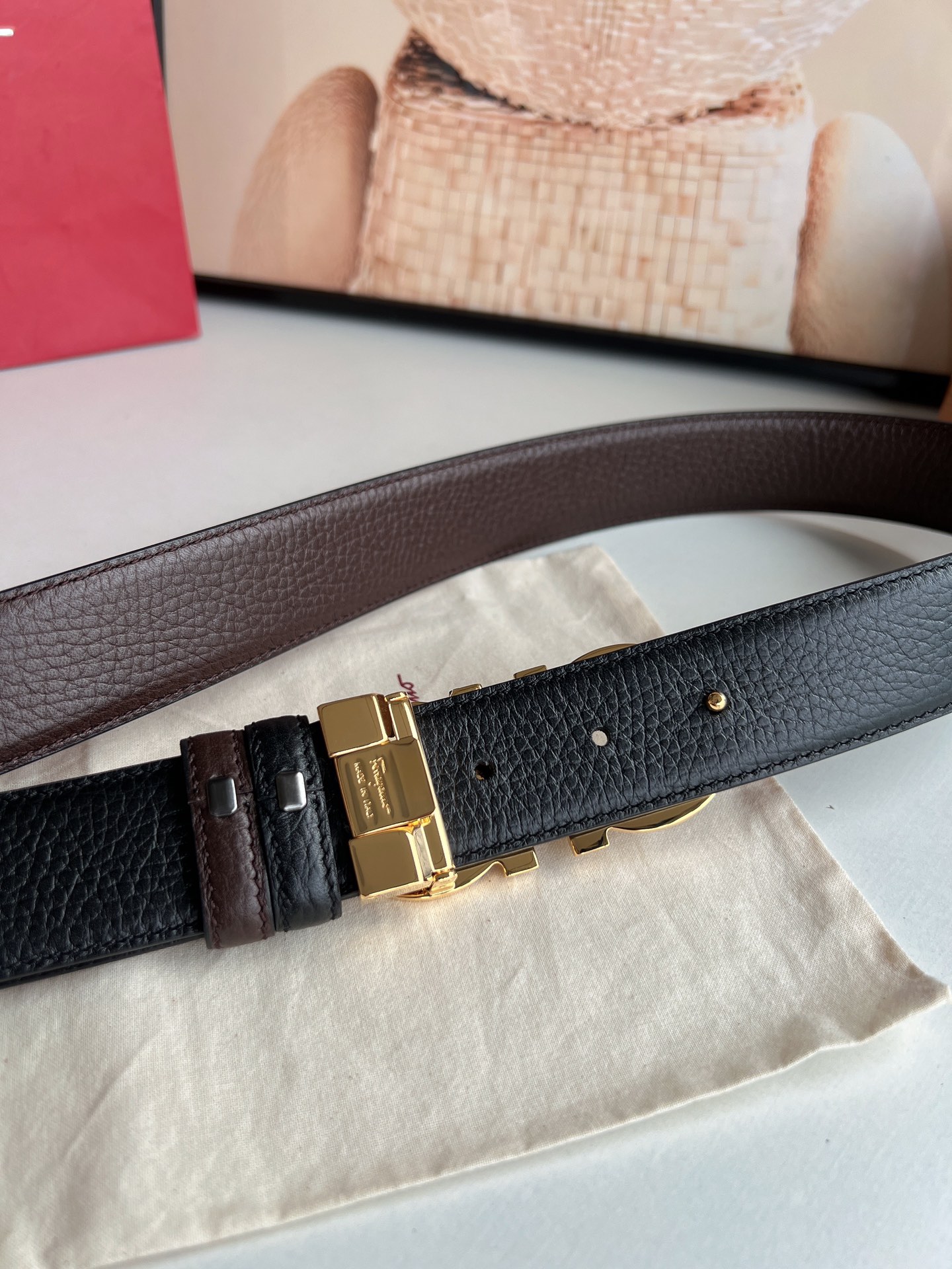 Salvatore Ferragamo Male Leather Belt Top Grain Leather M