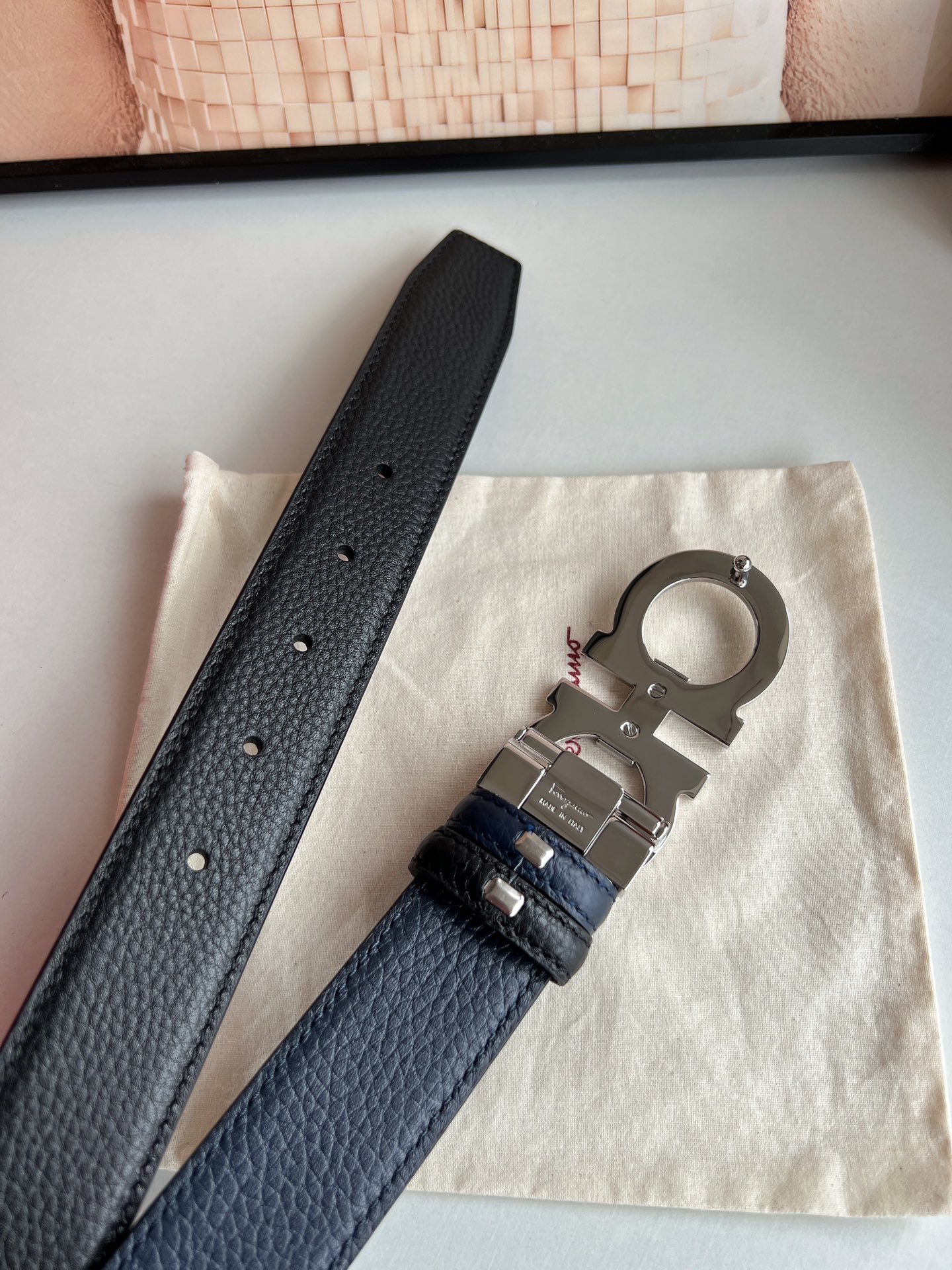 Salvatore Ferragamo Male Leather Belt Top Grain Leather M