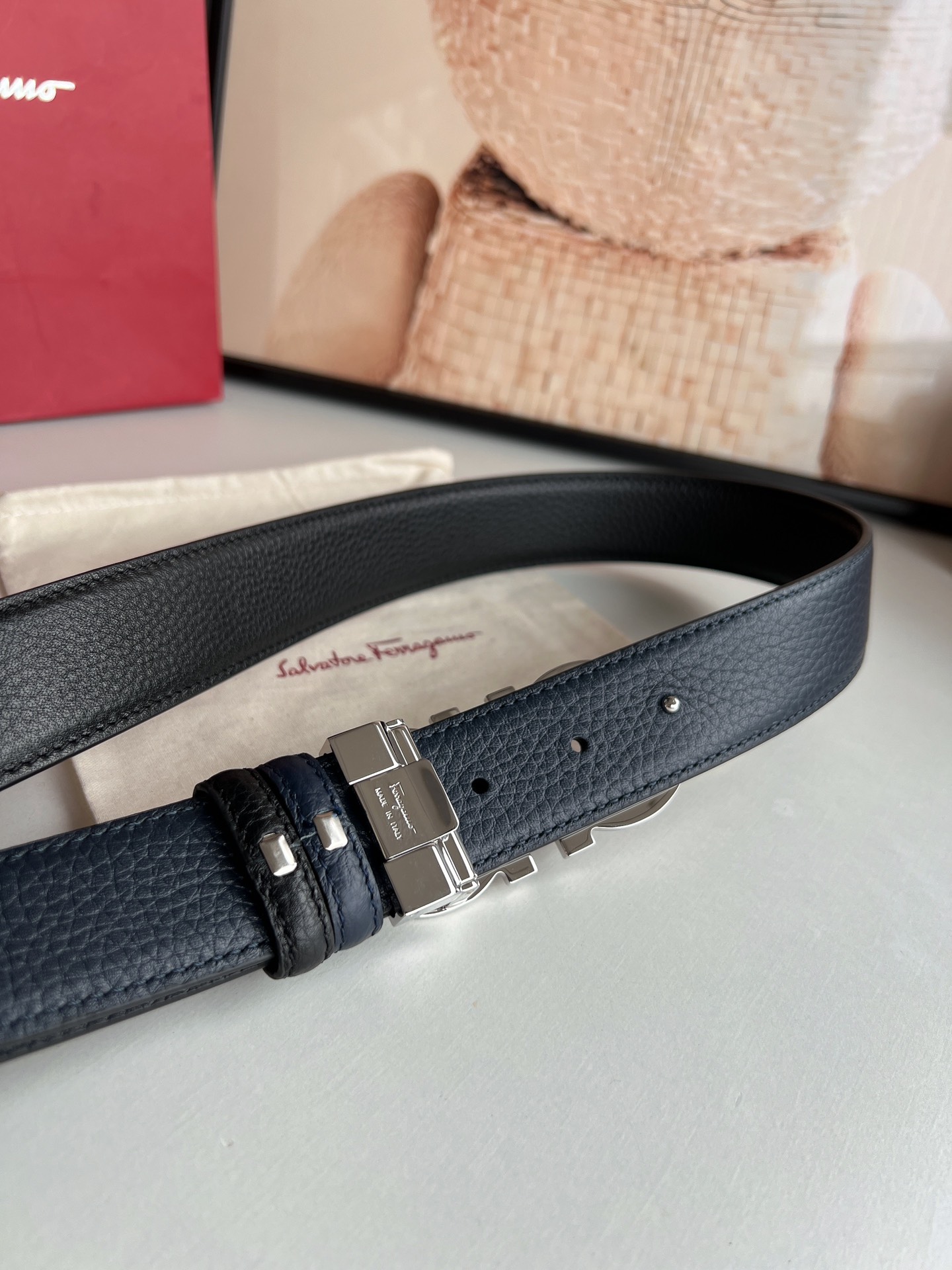 Salvatore Ferragamo Male Leather Belt Top Grain Leather M