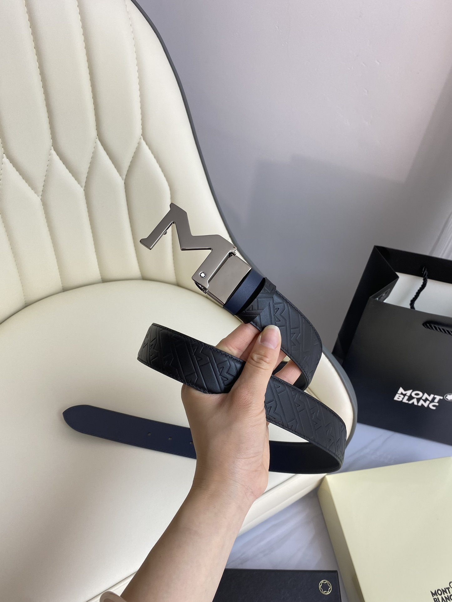 Montblanc Leather Belt Top Grain Leather M-l