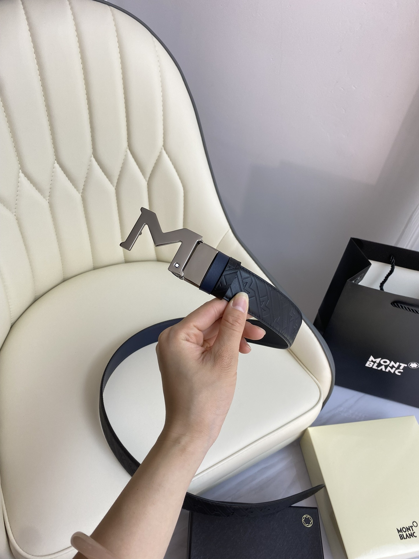 Montblanc Leather Belt Top Grain Leather M-l